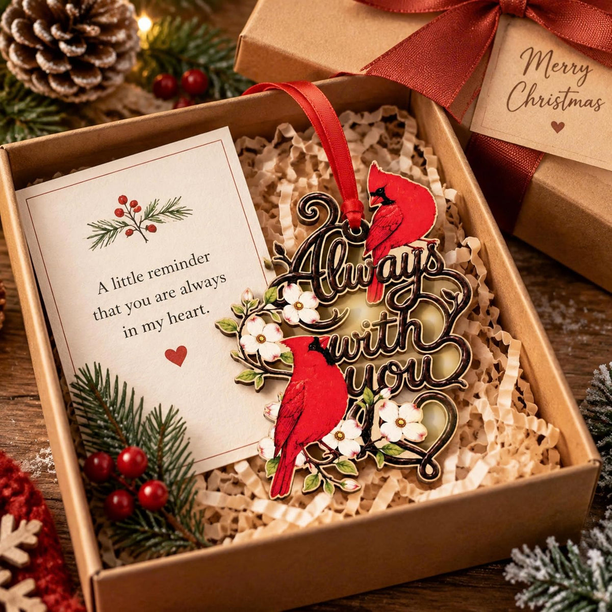 Red Cardinal Christmas Ornaments 2026, Red Cardinal Ornament for Christmas, Red Bird Holiday Decor, Wood & Acrylic Gift