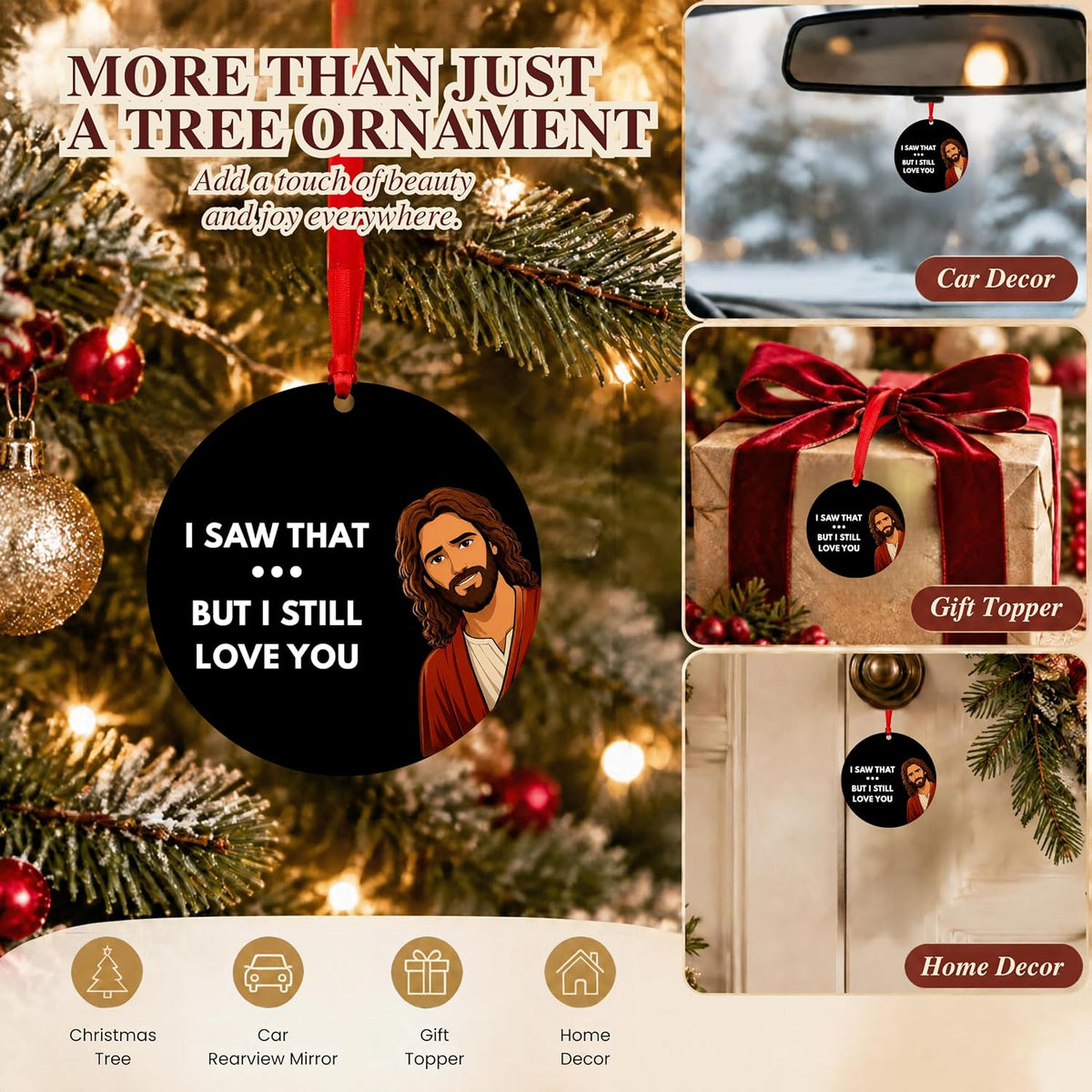 I Saw That Jesus Christmas Ornament, Jesus I Saw That Ornament for Christmas Tree, Religious Christmas Gift