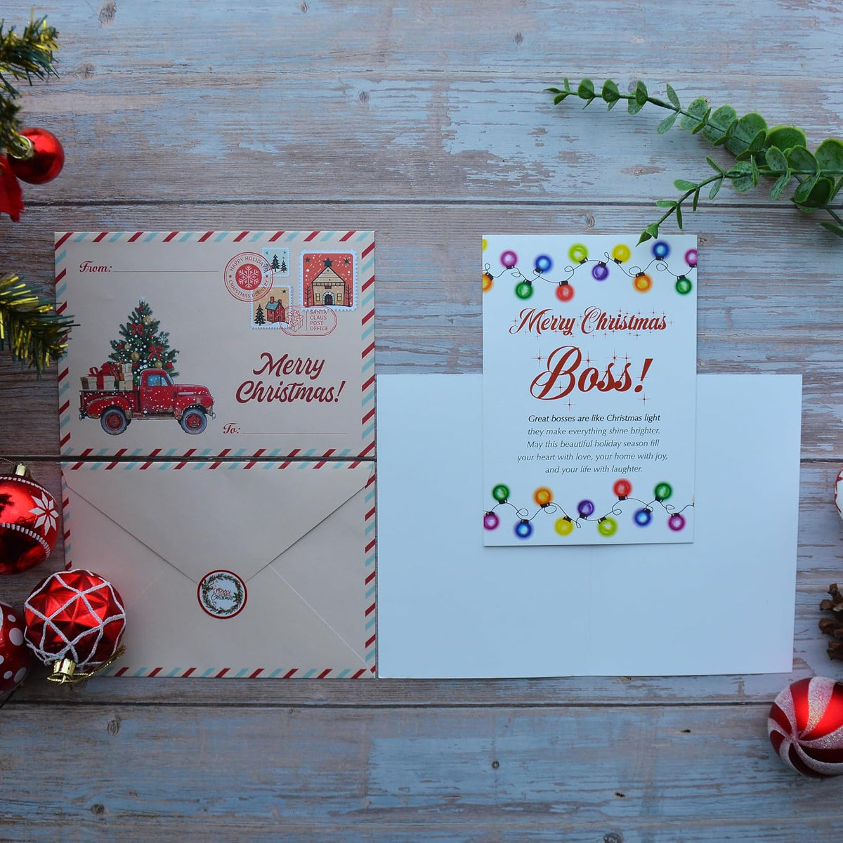 Christmas Card for Boss or Mentor with Envelope and Seal – Merry Holiday Greeting
