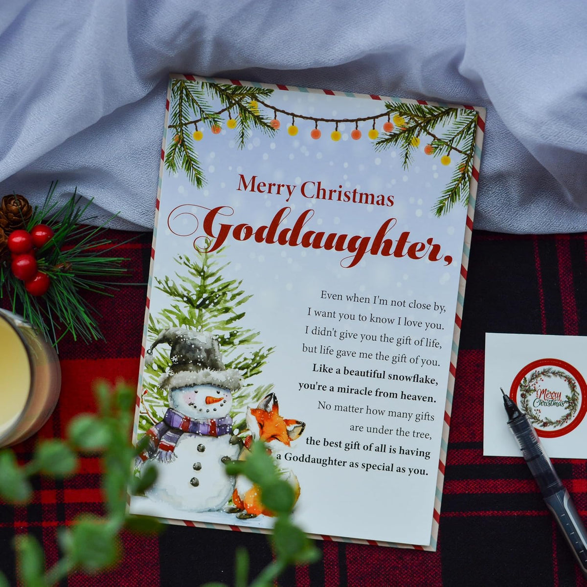 Christmas Card for Goddaughter with Envelope and Seal – Loving Holiday Greeting to Celebrate Your Special Bond