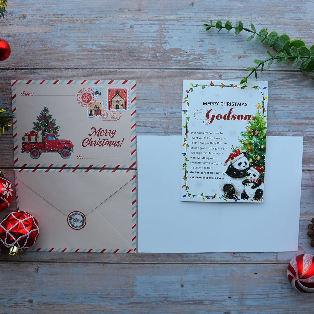 Christmas Card for Godson with Envelope and Seal – Loving Holiday Greeting to Celebrate Your Special Bond