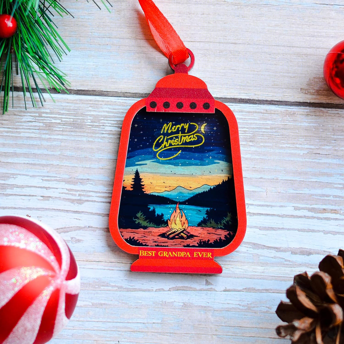Christmas Ornament for Grandpa, Grandfather Keepsake, Merry for Grandpa, Grandfather, Papa from Granddaughter, Grandson, Children, Kids