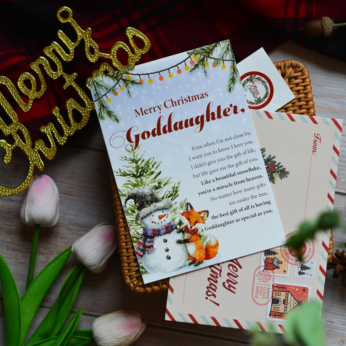 Christmas Card for Goddaughter with Envelope and Seal – Loving Holiday Greeting to Celebrate Your Special Bond