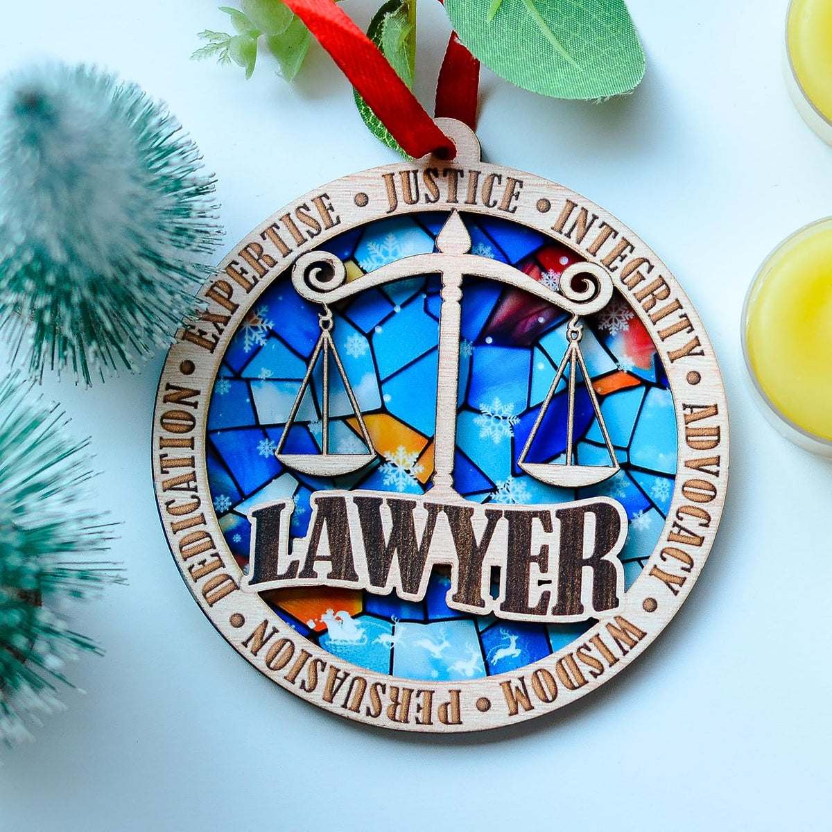 Lawyer Christmas Ornament, Law Office Tree Decor Keepsake, Holiday Gift for Attorneys and Legal Professionals
