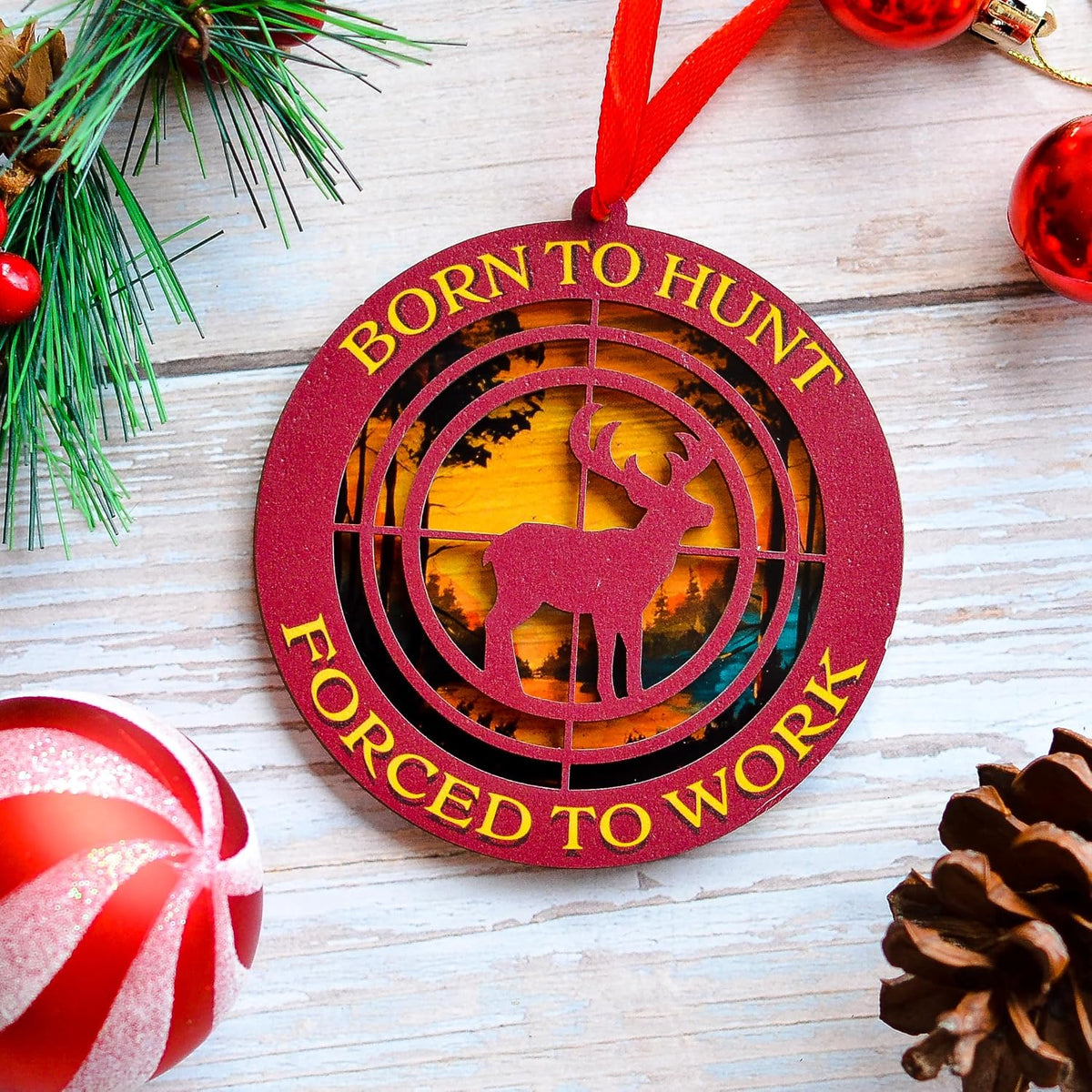 Hunting Christmas Ornament, Deer Hunting Xmas Tree Decor, for Hunters, Hunting Enthusiasts, Hunting Lovers, Him Men Her Women, Hunter Keepsake