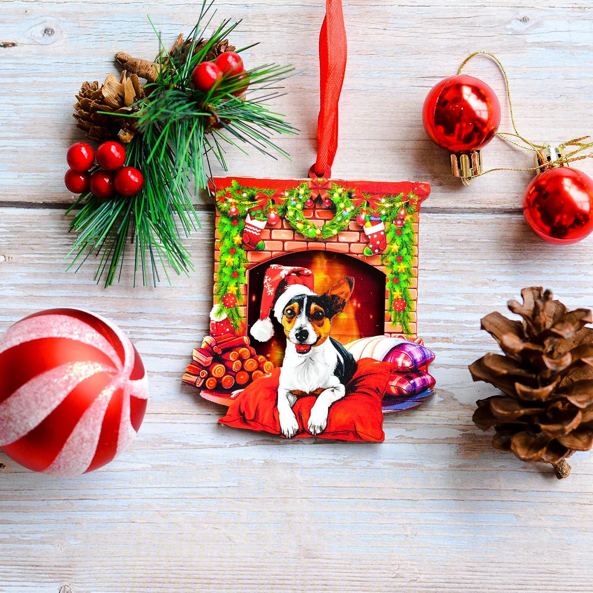 Rat Terrier Christmas Ornament, Dog Lover Keepsake Tree Decor, Holiday Gift for Rat Terrier Owners and Families
