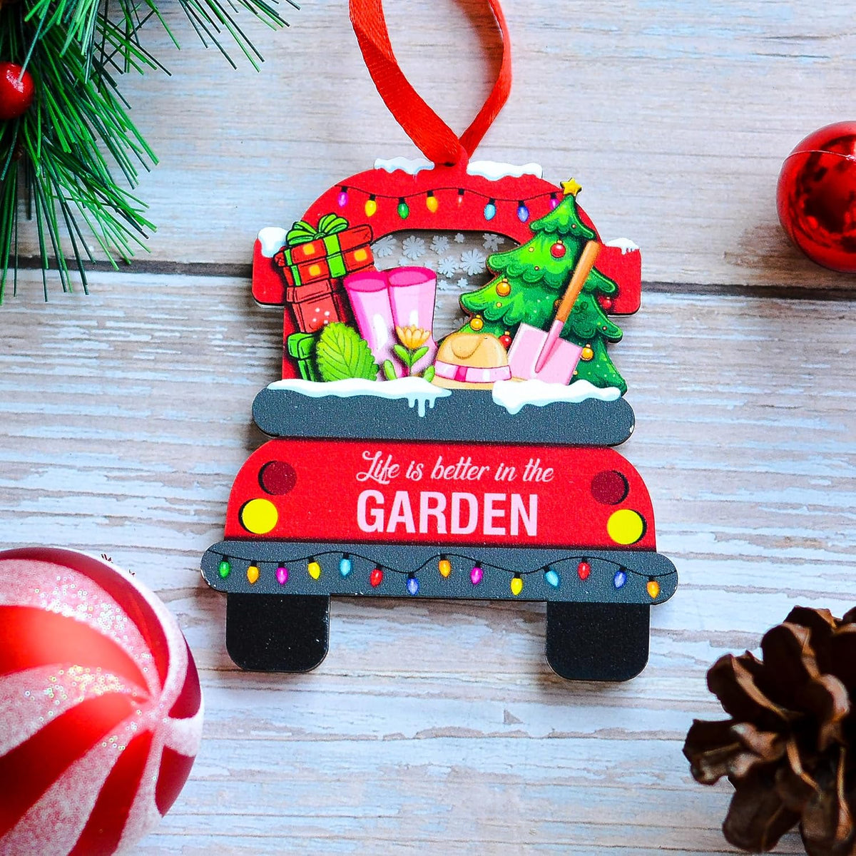 Gardening Christmas Ornament, Plant Lover Tree Decor with Garden Tools Design, Holiday Gift for Gardeners