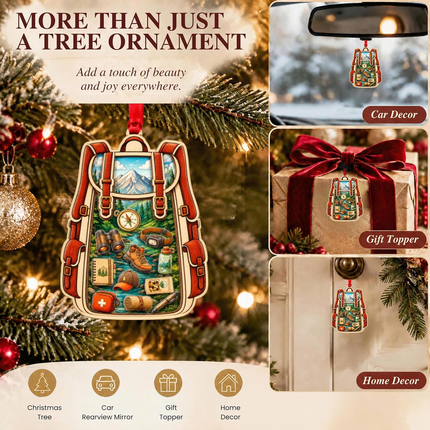Hiking Shaker Christmas Ornament 2026, Hiking Ornaments for Christmas Tree 2026, Outdoor Adventure, Hiker Gifts