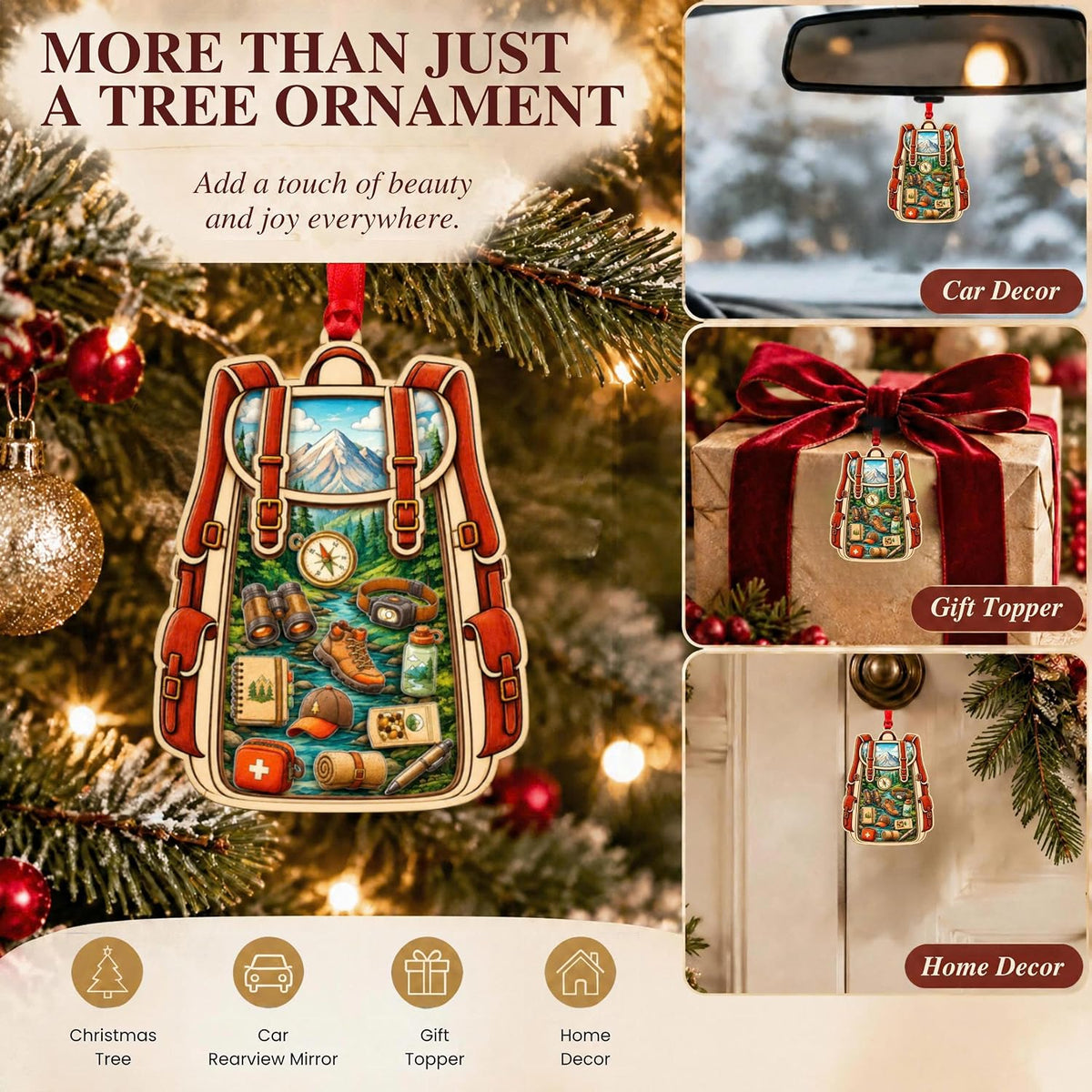 Hiking Shaker Christmas Ornament 2026, Hiking Ornaments for Christmas Tree 2026, Outdoor Adventure, Hiker Gifts