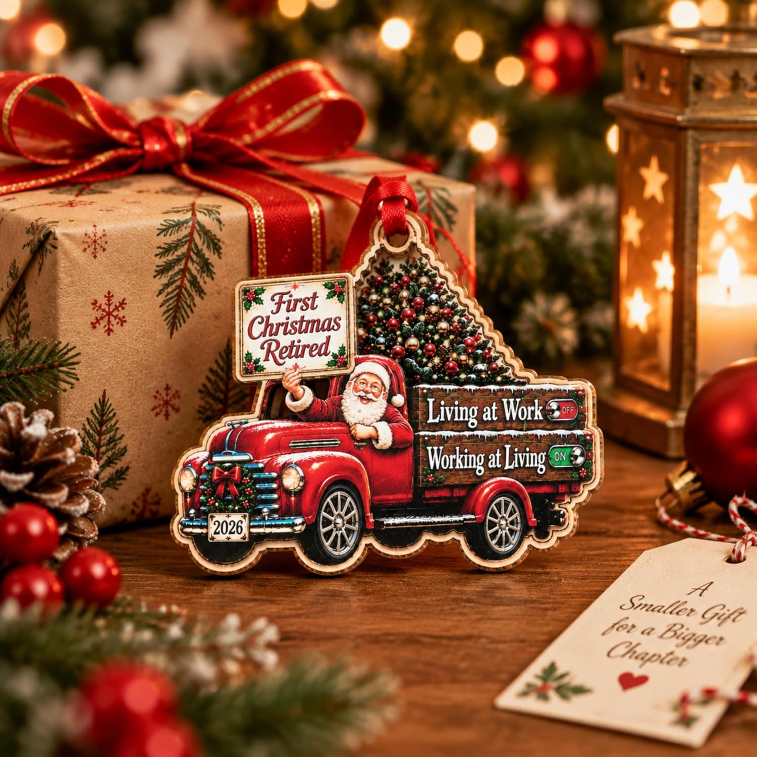 First Christmas Retired Ornament 2026, Retirement Gifts for Coworker Teacher Family, Wood Acrylic Christmas Decor