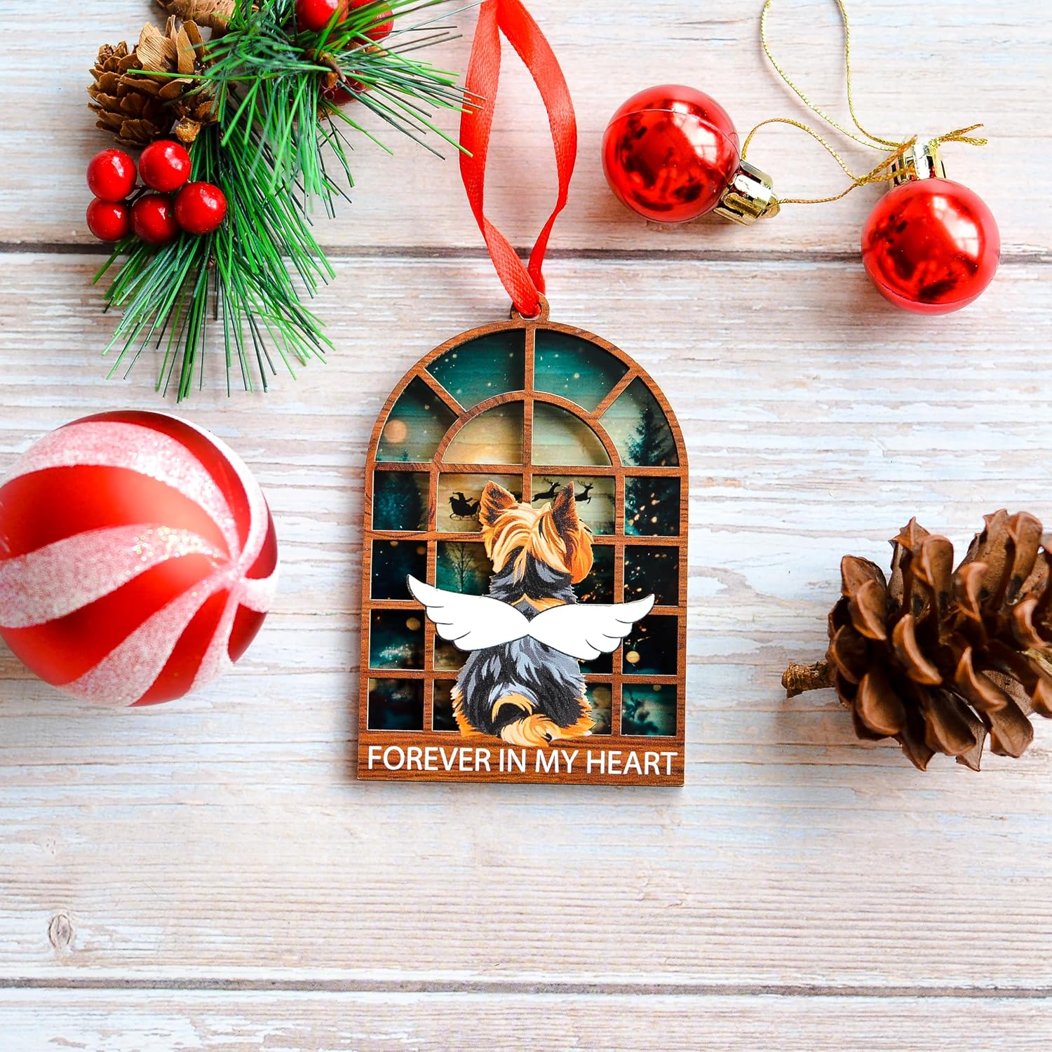Yorkshire Terrier Christmas Ornament, Angel Memorial Keepsake for Yorkie Owners, Pet Lover Holiday Tree Decor