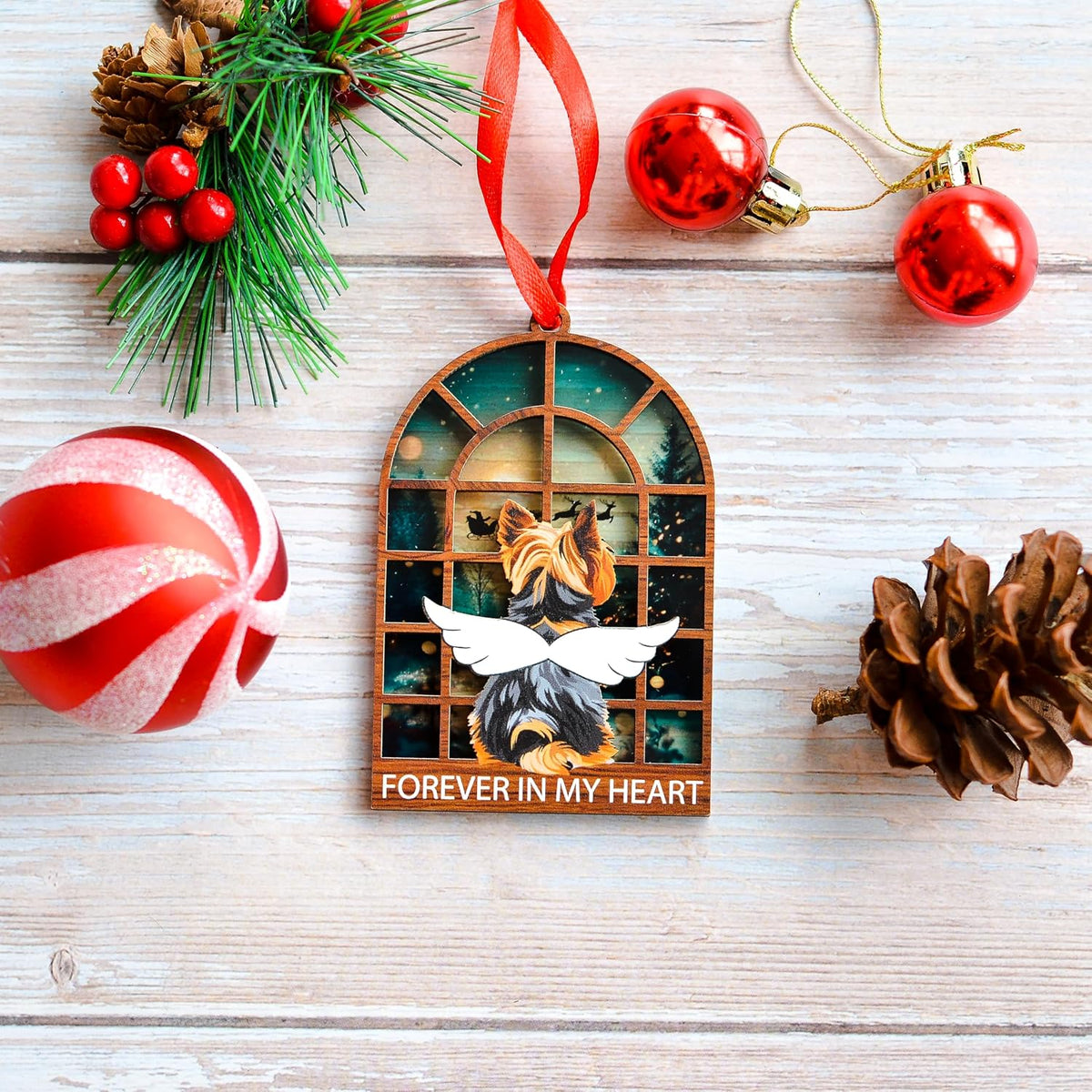 Yorkshire Terrier Christmas Ornament, Angel Memorial Keepsake for Yorkie Owners, Pet Lover Holiday Tree Decor