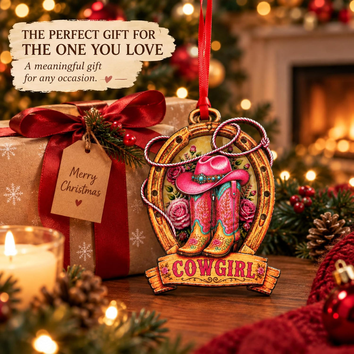 Cowgirl Christmas Ornament 2026, Cowgirl Boot Ornament for Christmas Tree, Cow Girl Ornaments for Christmas Tree
