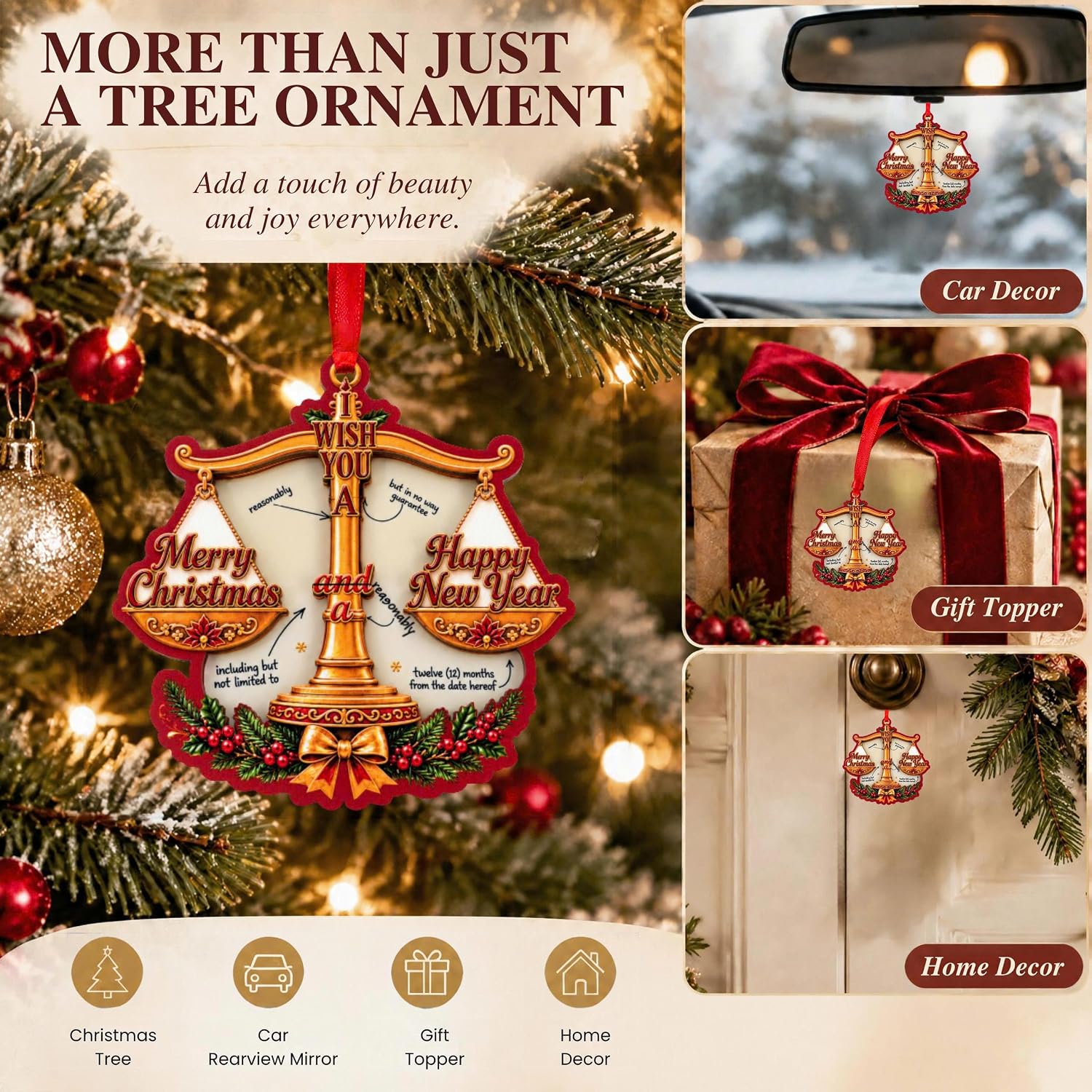 Lawyer Christmas Ornament 2026, Lawyer Christmas Ornament for Christmas Tree, Wood & Acrylic Gift, Holiday Tree Decor