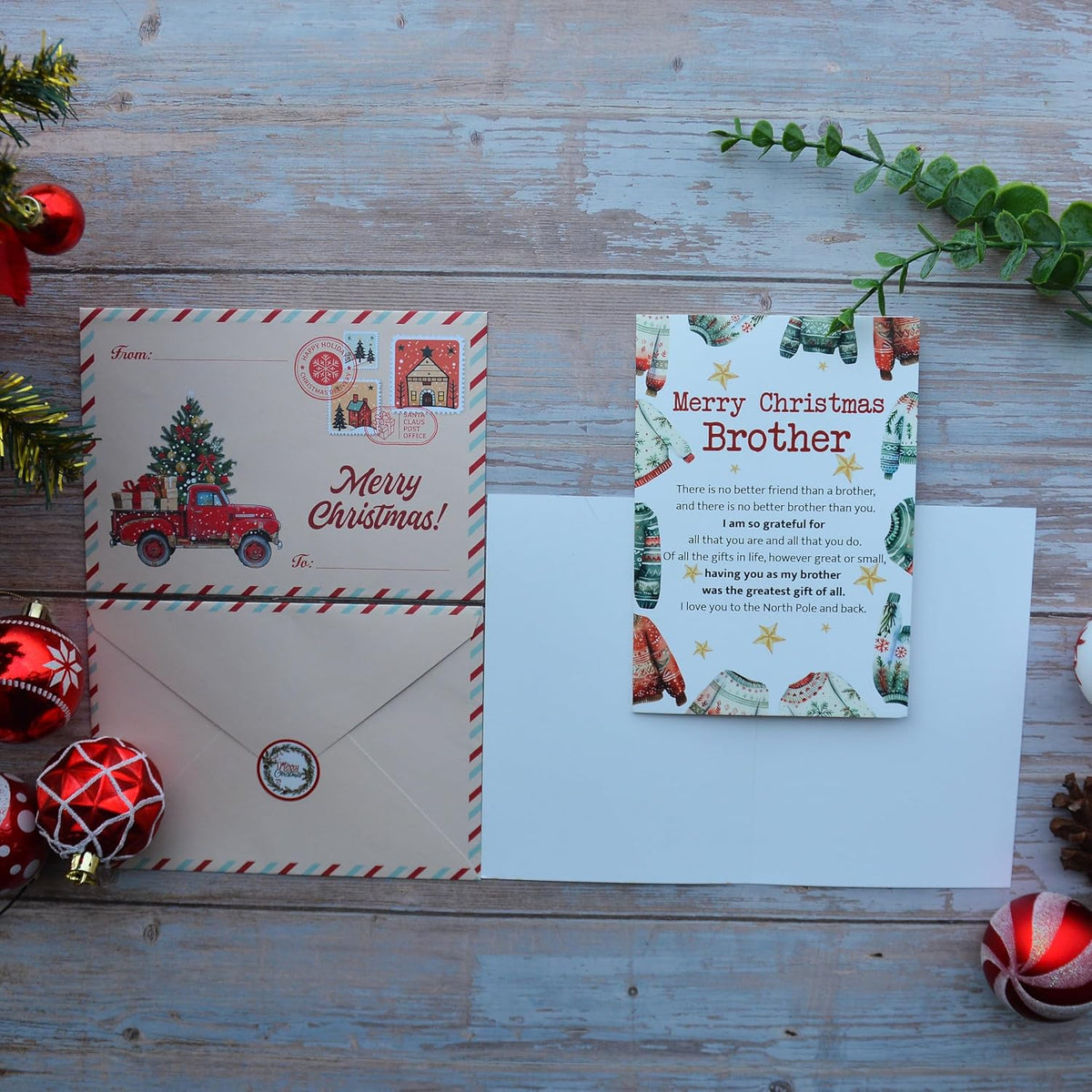 Christmas Card for Brother with Envelope and Seal – Loving Holiday Greeting to Celebrate Family