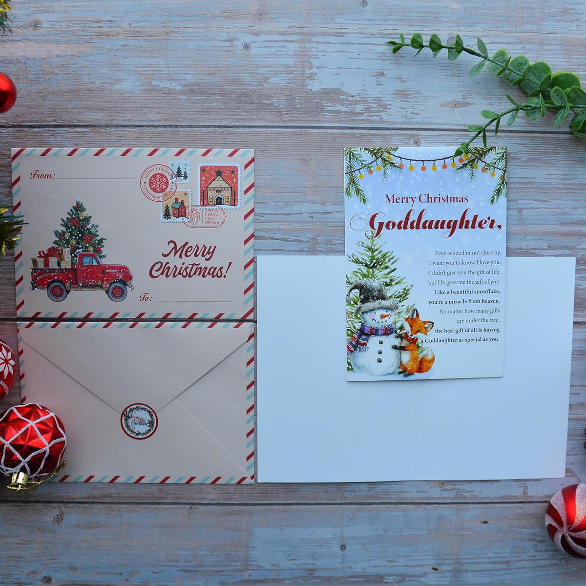 Christmas Card for Goddaughter with Envelope and Seal – Loving Holiday Greeting to Celebrate Your Special Bond