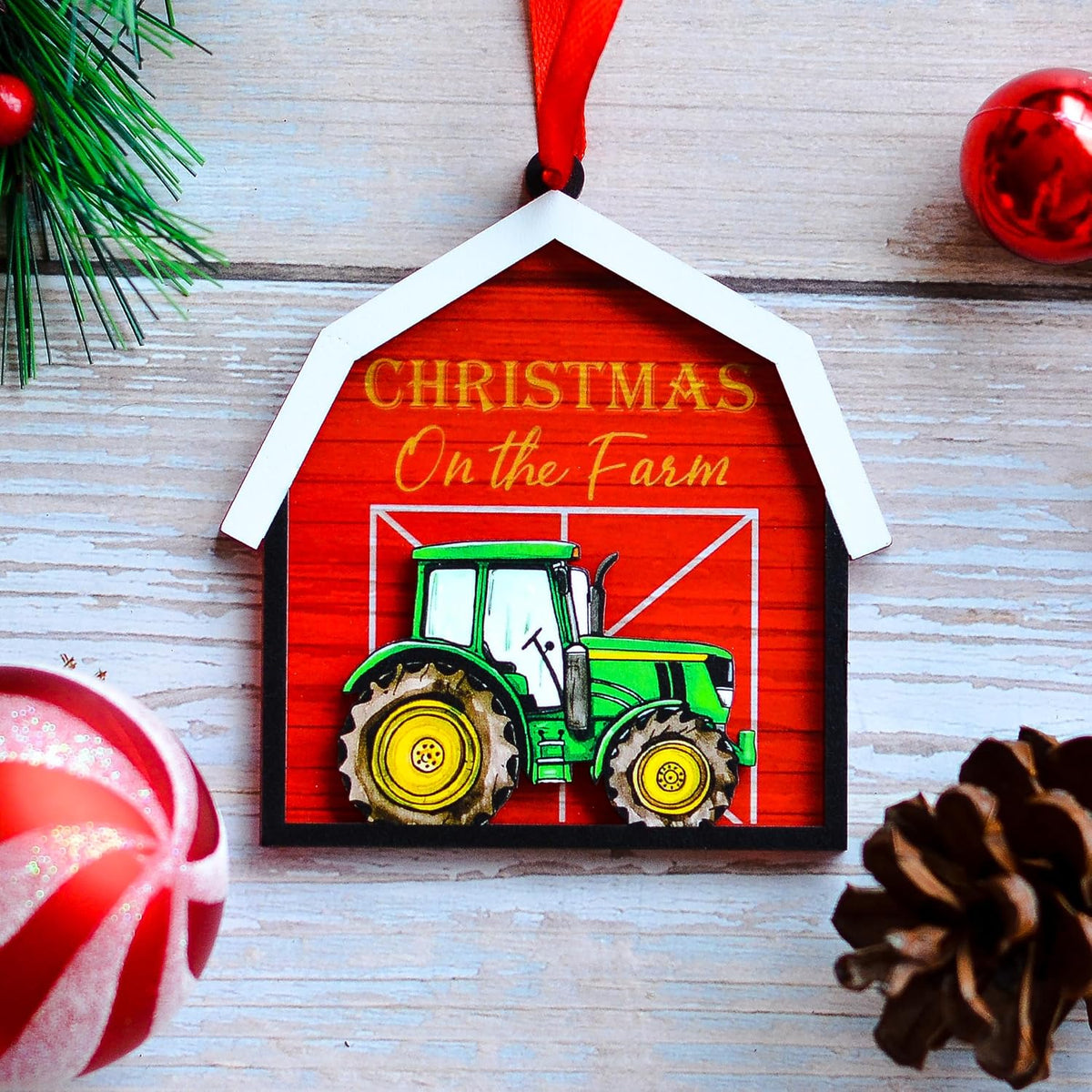 Farmer Christmas Ornament, Farming Xmas Ornament Farmhouse Tree Decor, for Famer, Husband, Him, Barn Ranch Farm Ornament for Christmas Tree Hanging