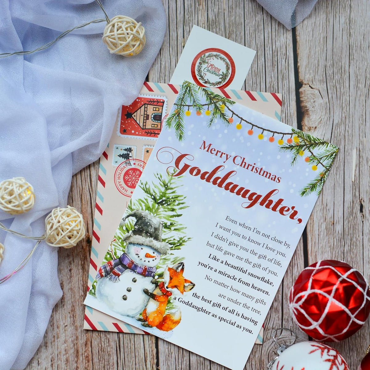 Christmas Card for Goddaughter with Envelope and Seal – Loving Holiday Greeting to Celebrate Your Special Bond