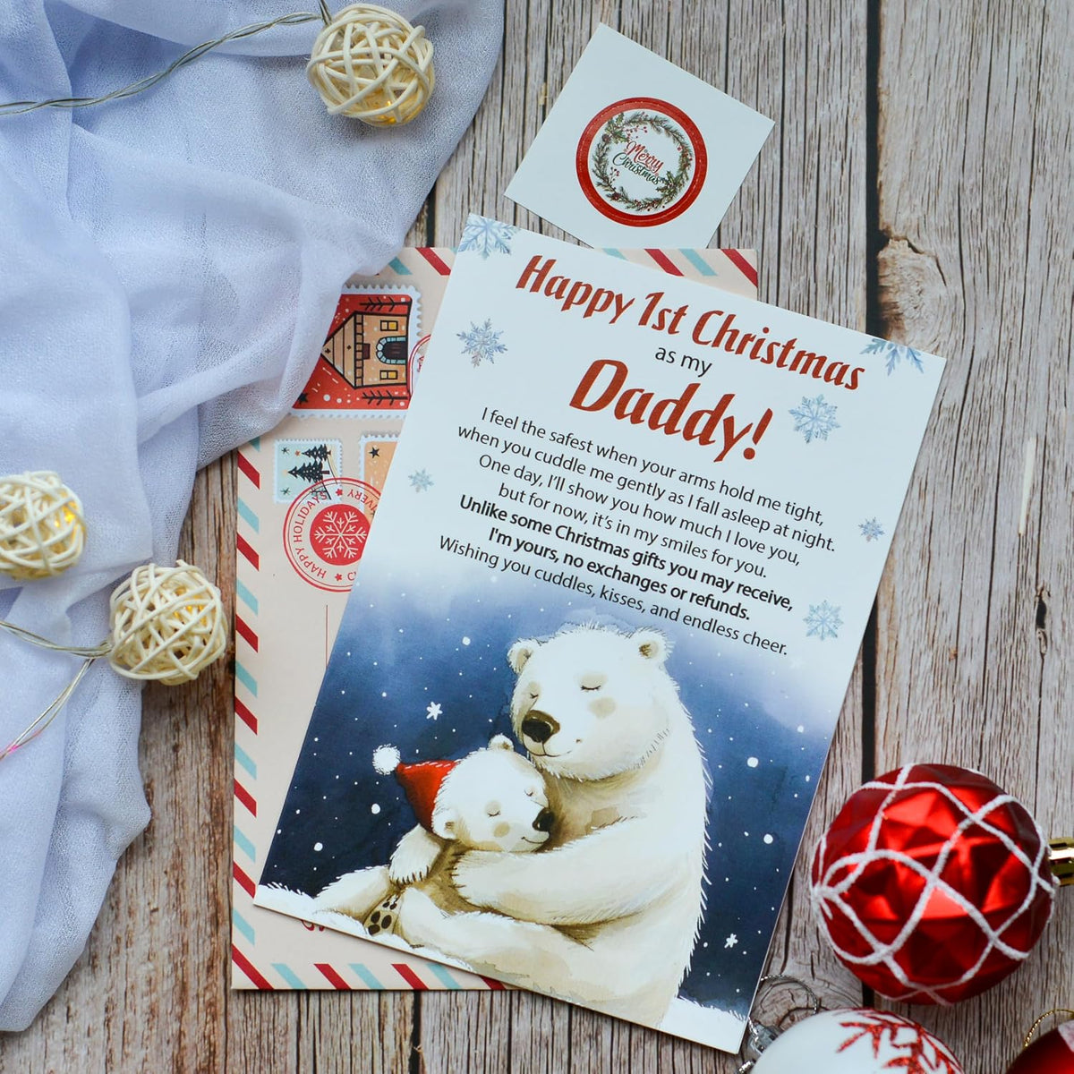 First Christmas as Dad Card with Envelope and Seal – Holiday Greeting for a New Father