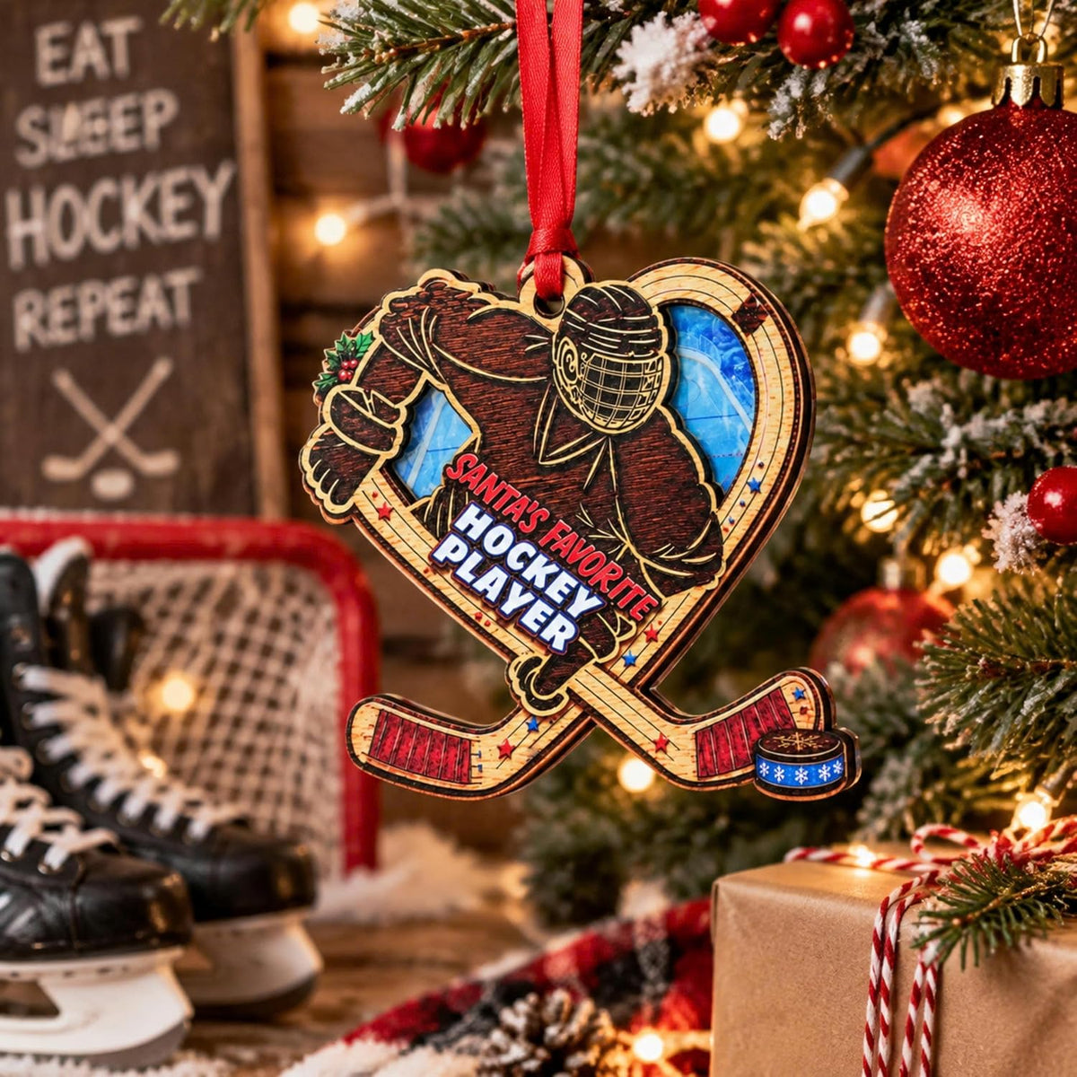Hockey Christmas Ornament, Ice Hockey Ornaments for Christmas Tree, Hockey Coach Ornament Gifts for Boys