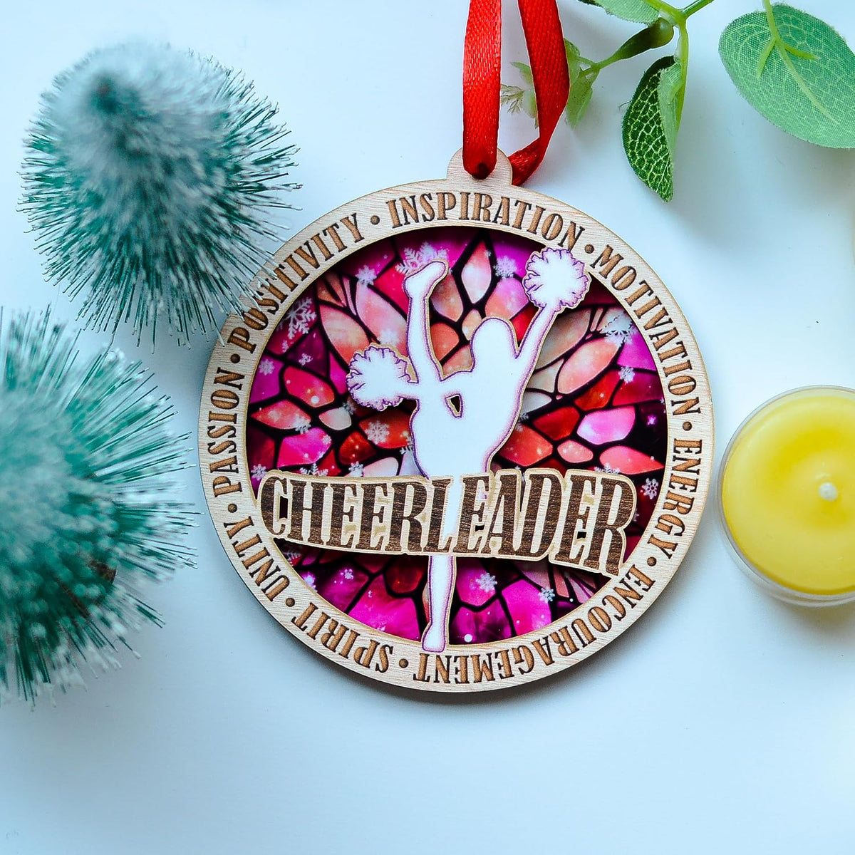 Cheerleader Christmas Ornament, Cheer Ornament, Cheerleading Hanging Xmas Ornament, for Cheer Enthusiasts, Cheer Girl, Dancer, Kids, Sports Fan