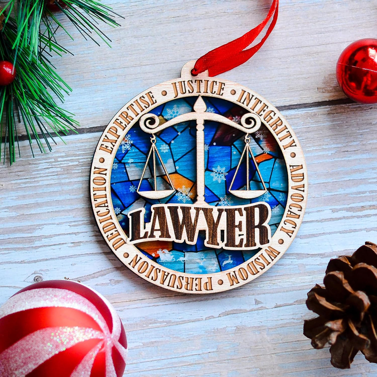 Lawyer Christmas Ornament, Law Office Tree Decor Keepsake, Holiday Gift for Attorneys and Legal Professionals