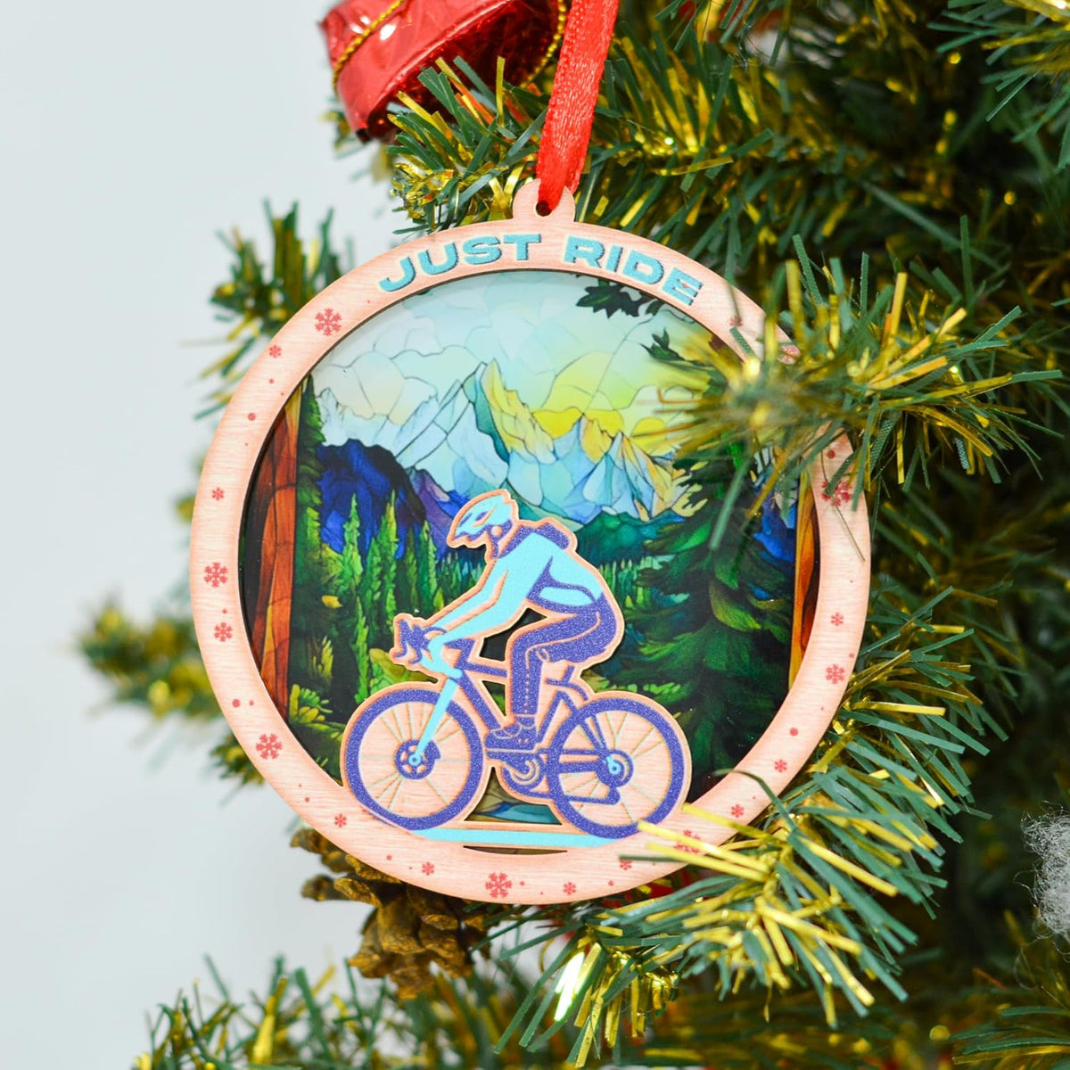 Biking Bicycle Christmas Ornament, Christmas Tree Holiday Ornament for Bike Lovers, for Cyclist, Bikers, Cycling, Racing Enthusiasts