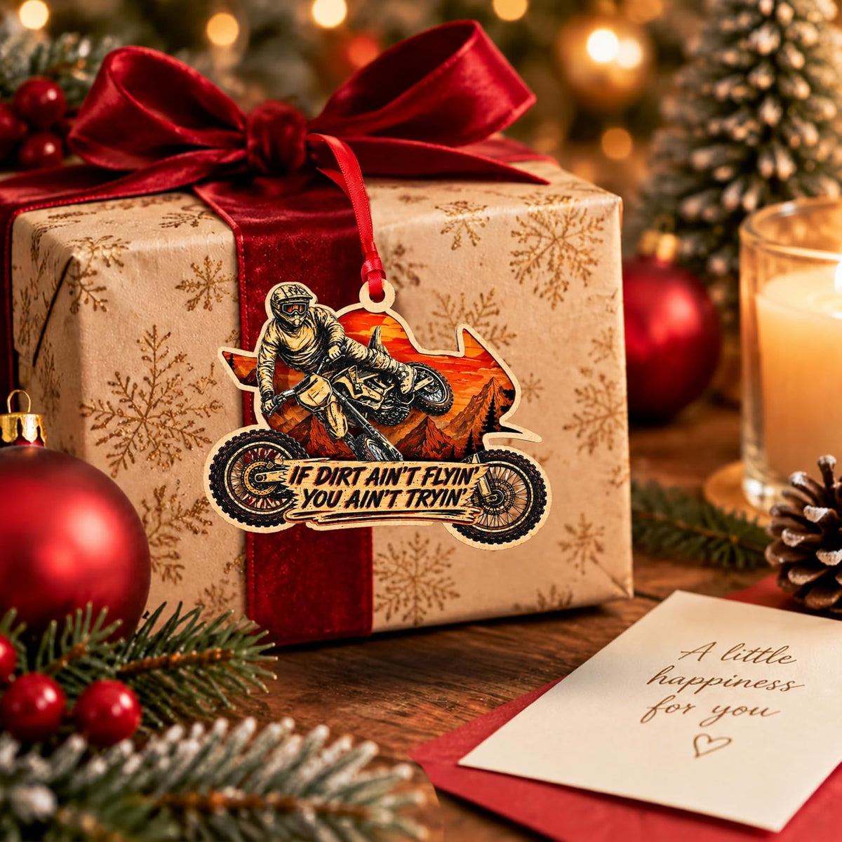 Dirt Bike Christmas Ornament 2026, Dirt Bike Ornaments for Christmas Tree 2026, 2-Layer Wood Acrylic Gifts