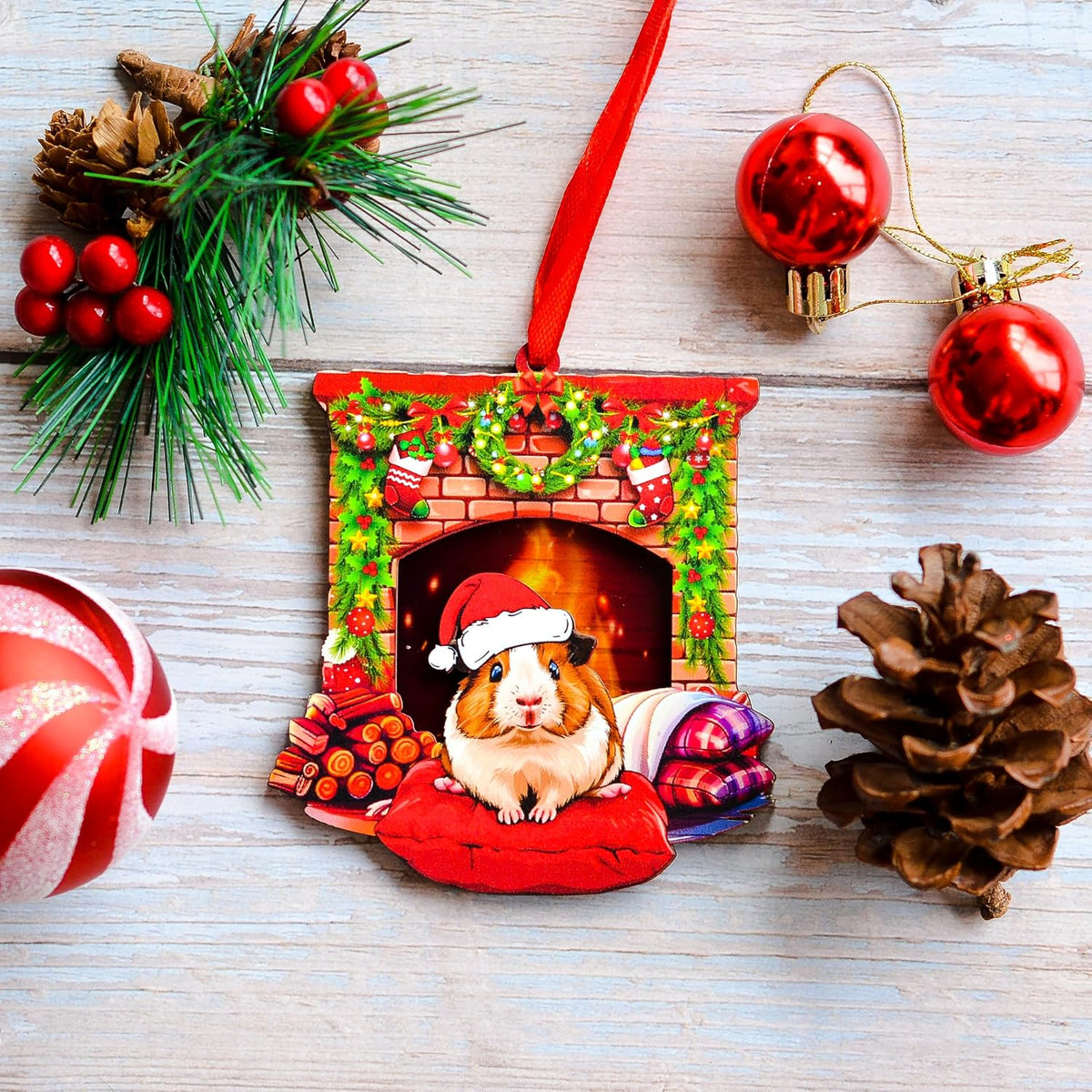 Guinea Pig Christmas Ornament, for Guinea Pig Lovers, Daughter, Son, Kids, Guinea Pig Ornament for Christmas Tree, Guinea Pig Holiday Xmas Gift