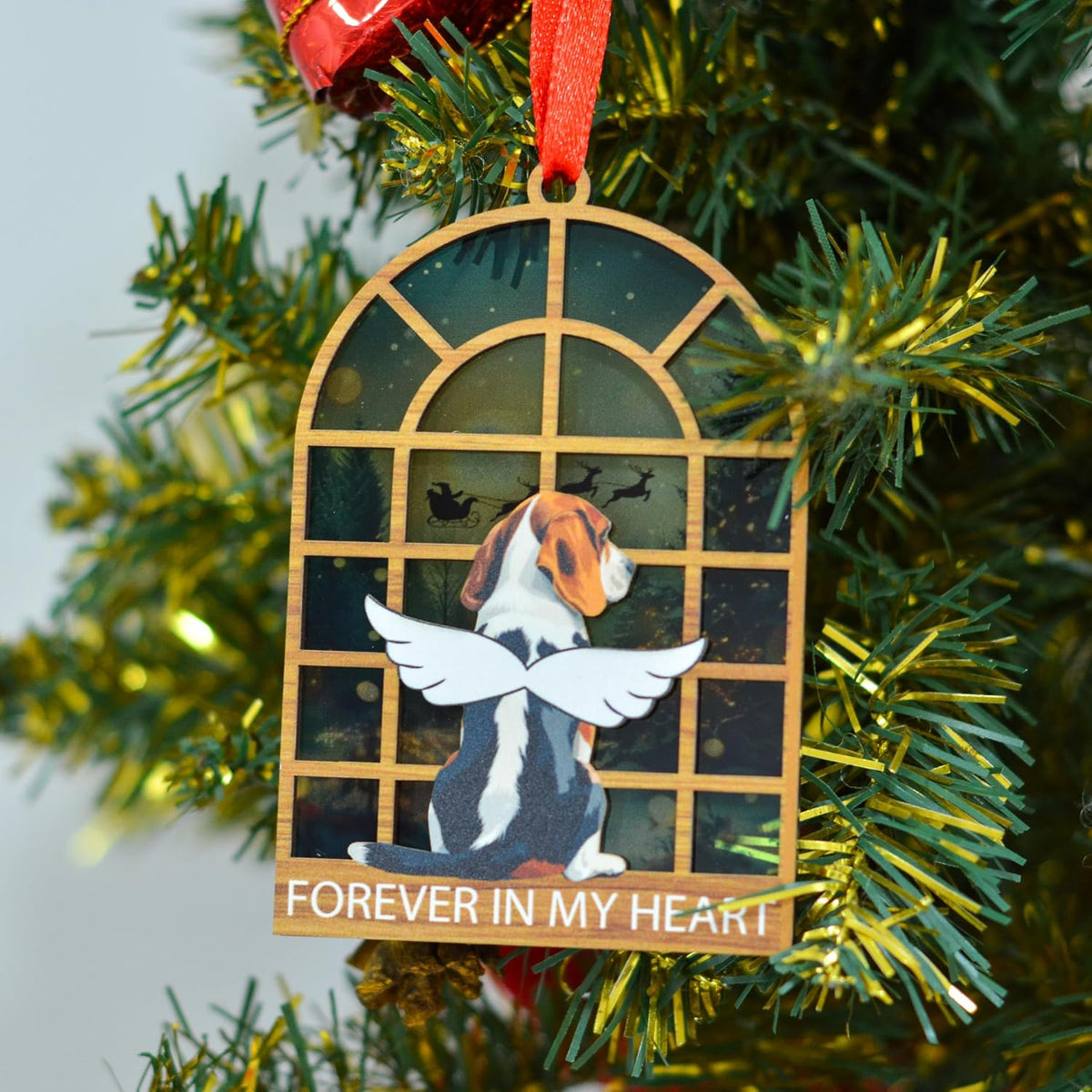 Beagle Dog Christmas Ornament, Angel Memorial Keepsake for Dog Owners, Pet Lover Holiday Tree Decoration