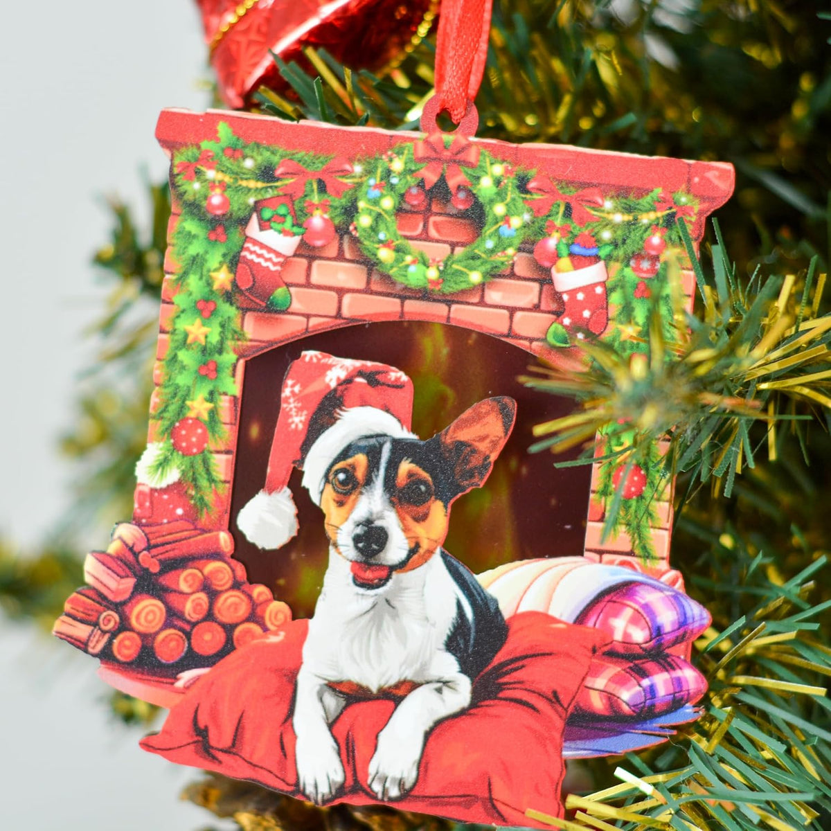 Rat Terrier Christmas Ornament, Dog Lover Keepsake Tree Decor, Holiday Gift for Rat Terrier Owners and Families
