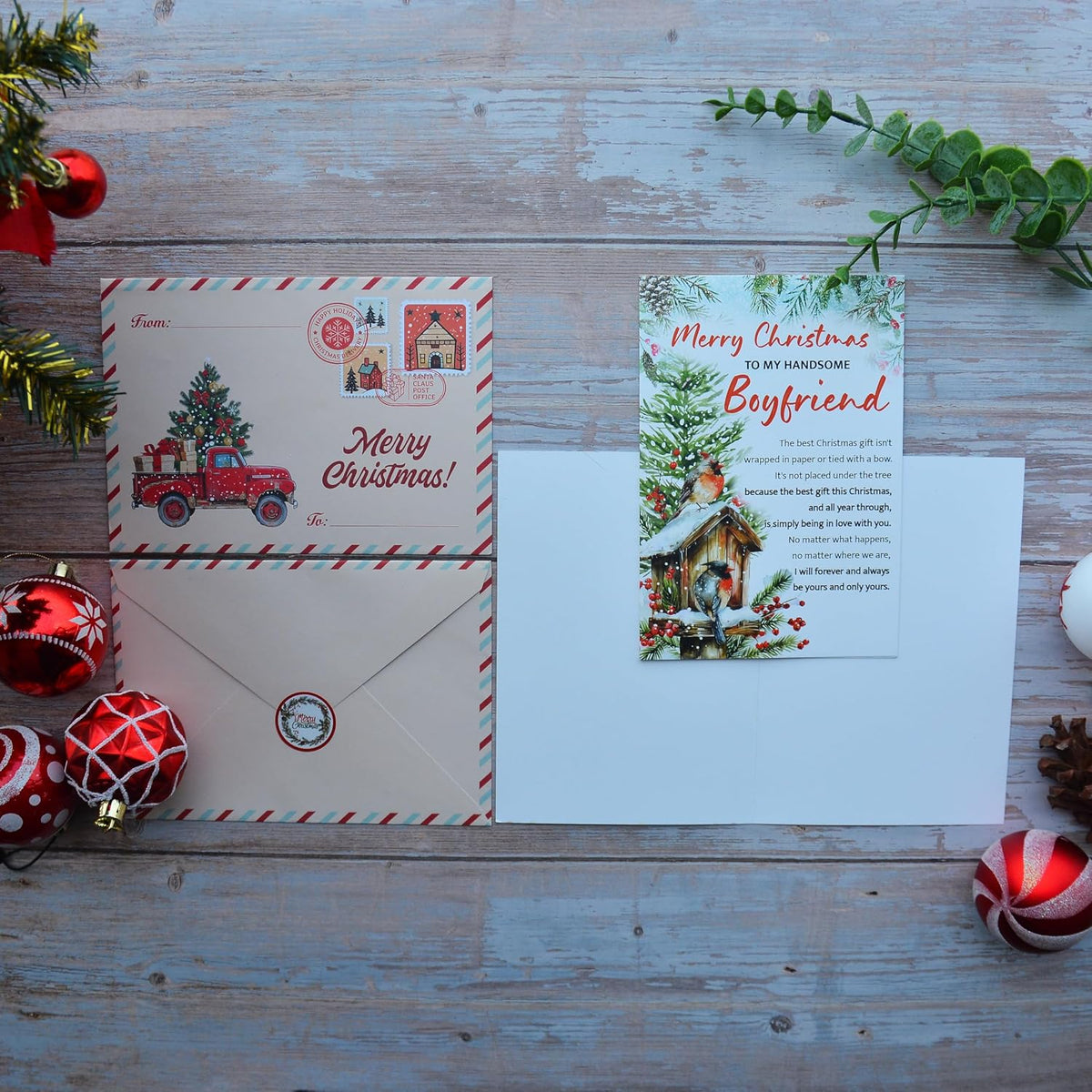 Christmas Card for Boyfriend with Envelope and Seal – Cute Merry Holiday Greeting