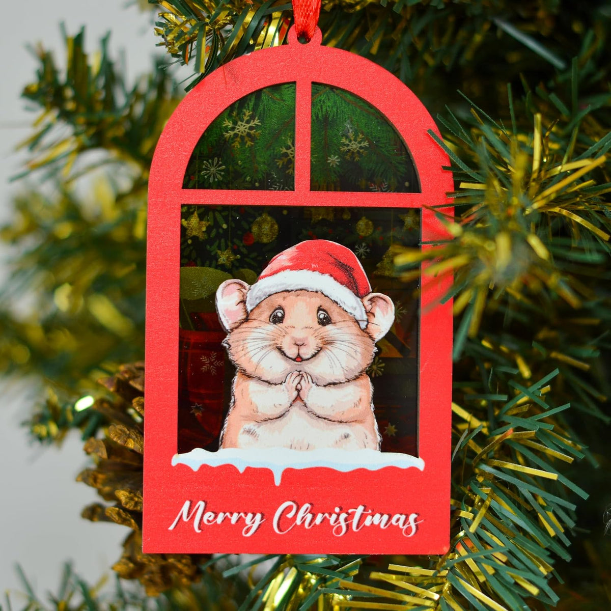Hamster Christmas Ornament for Lovers, Daughter, Son, Kids - Holiday Tree Hanging Decor and Xmas Gift