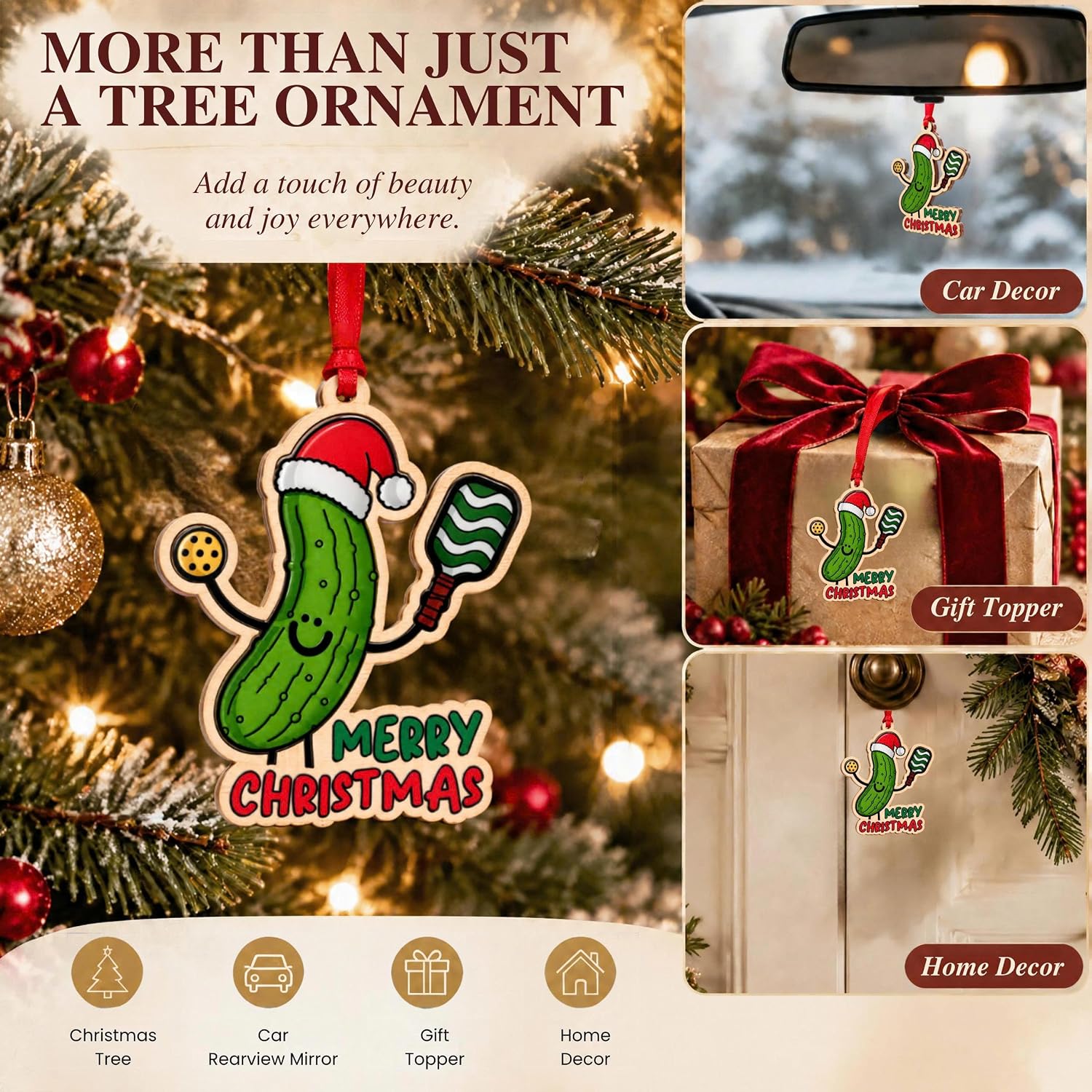 Pickleball Christmas Ornament 2026, Pickleball Ornaments for Christmas Tree, Ball Ornament for Women, Player Coach Gifts