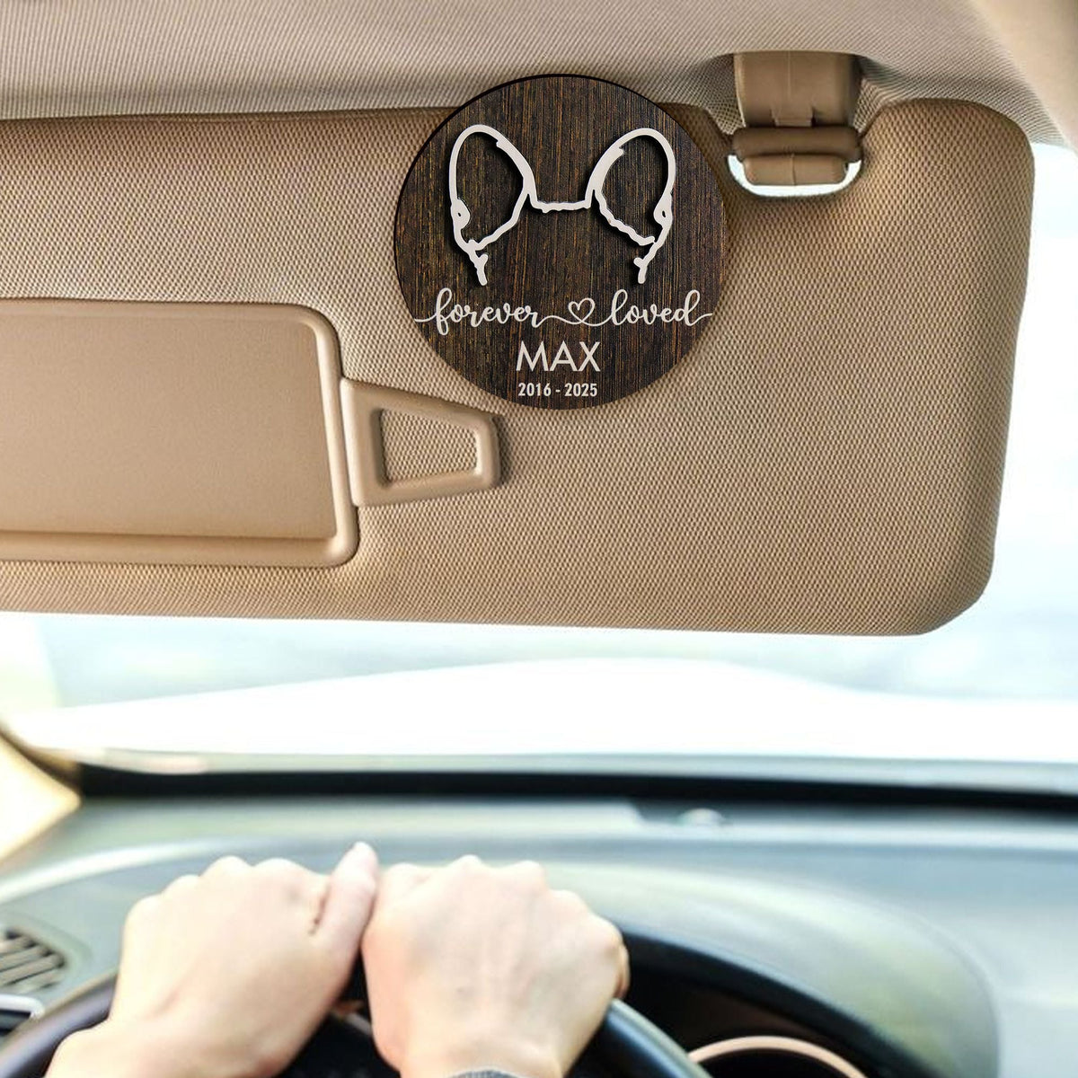 Memorial Dog Ears Wooden Car Visor Clip