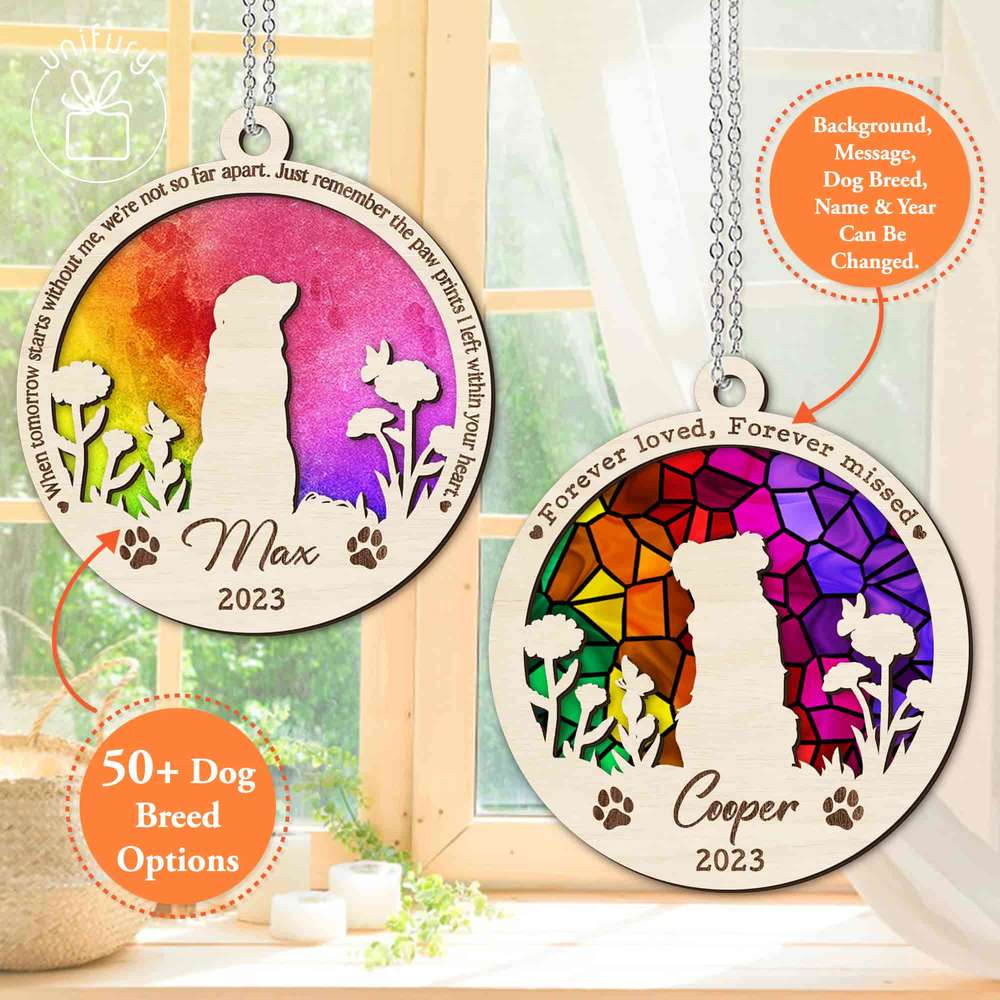 Personalized Pet Memorial Dog Sun Catcher for Dog Lovers
