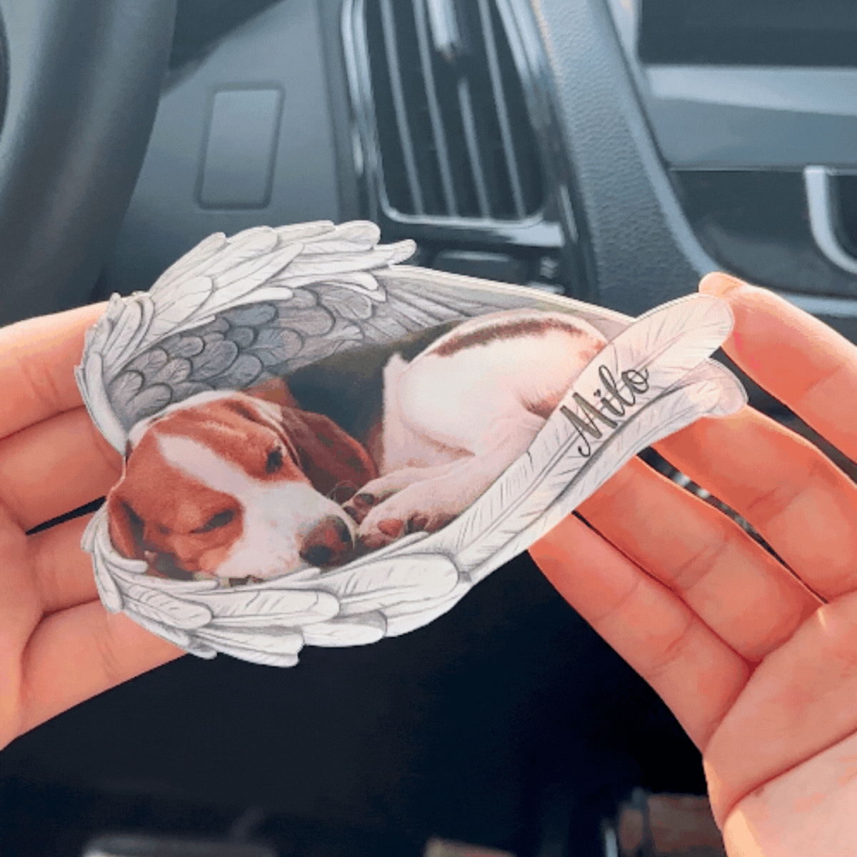 Custom Angel Wings Pet Memorial Car Visor Clip