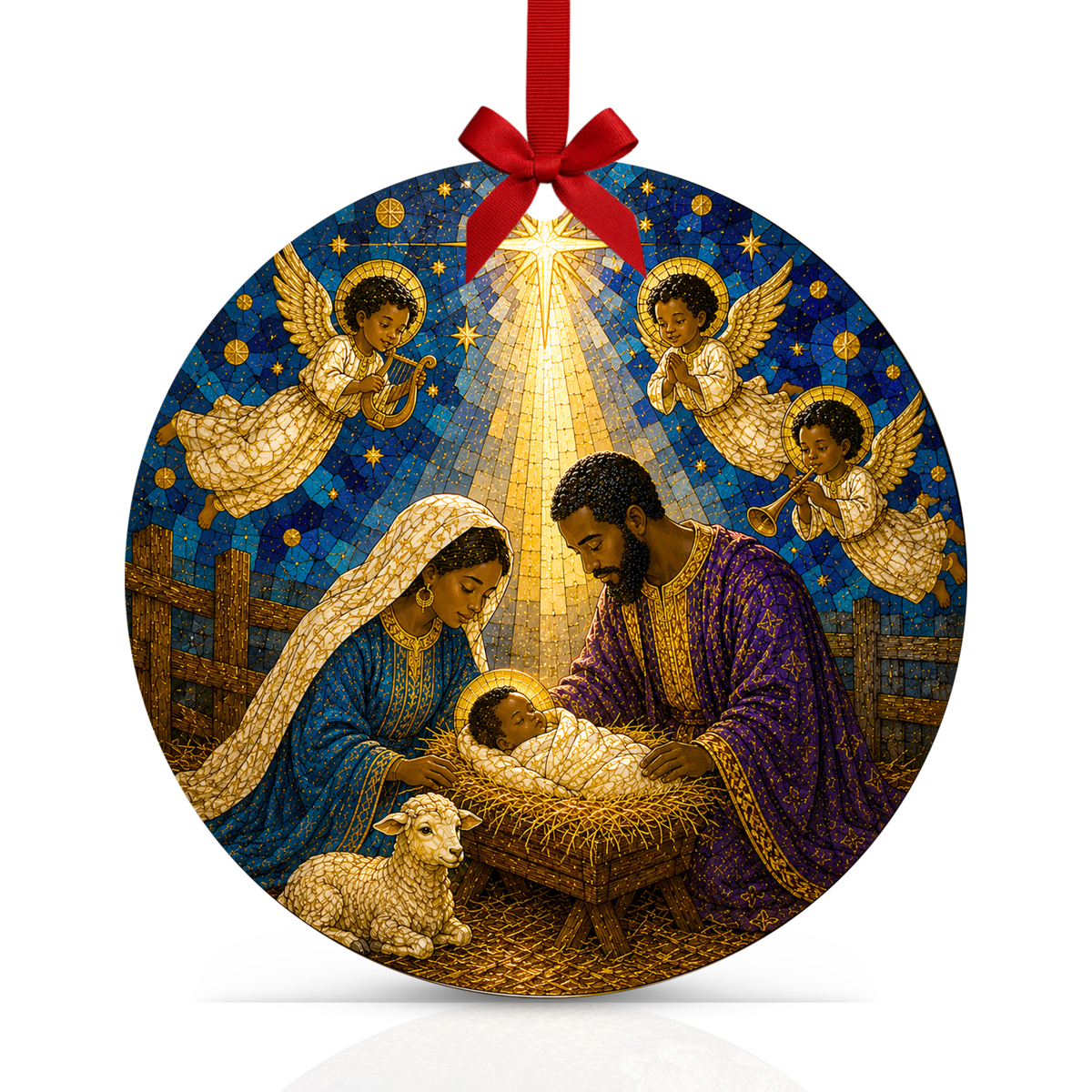 Black Nativity Christmas Ornament, African American Christmas Ornaments, Black Jesus Ornaments for Christmas Tree