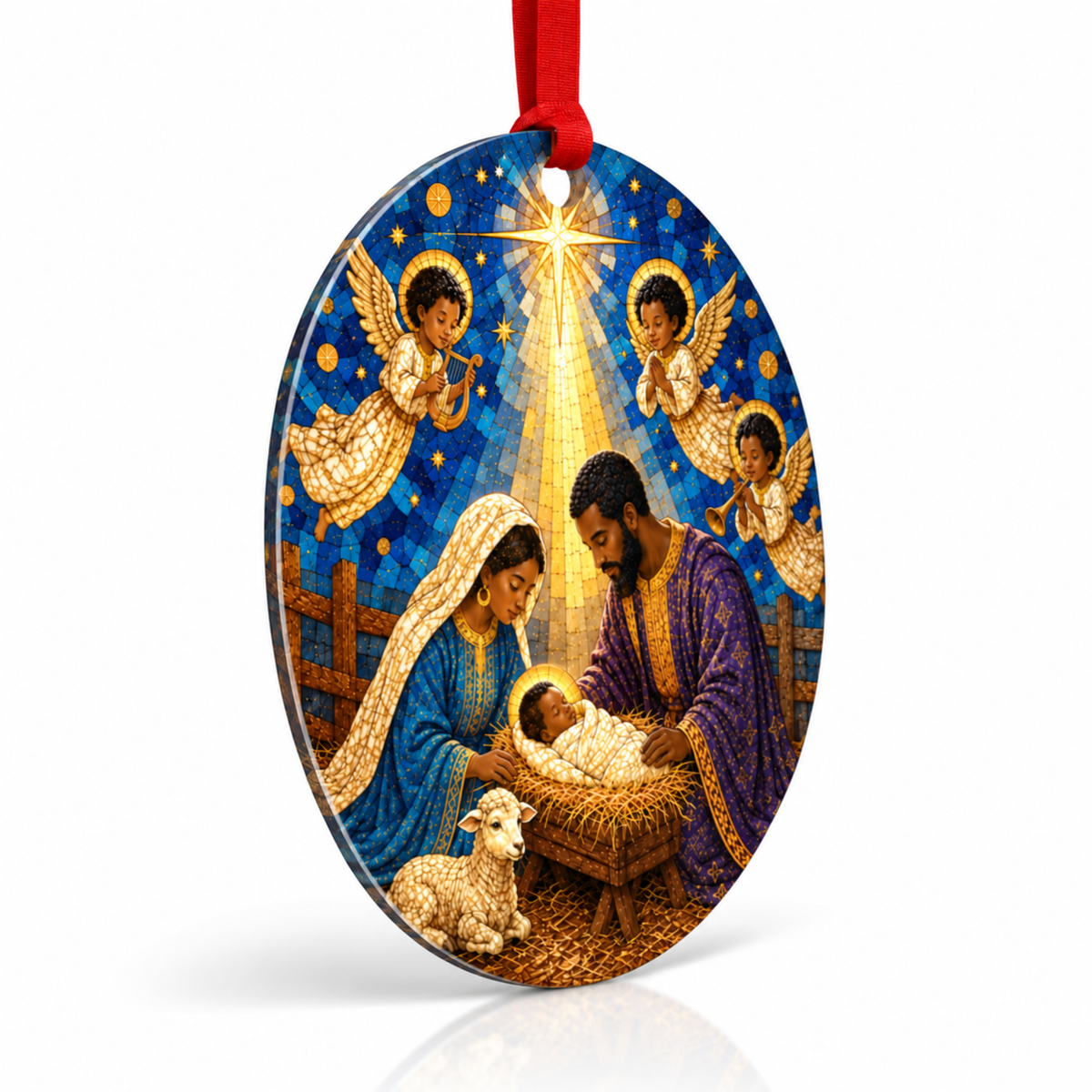Black Nativity Christmas Ornament, African American Christmas Ornaments, Black Jesus Ornaments for Christmas Tree
