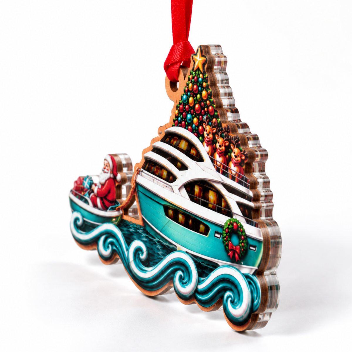 Boat Christmas Ornament 2026, Boat Ornaments for Christmas Tree, Boating Ornaments Gift Wood Acrylic Decor