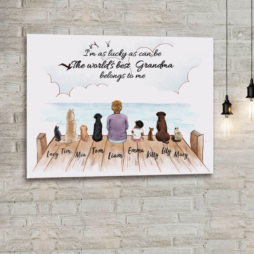 custom canvas print gift for grandma - I am as lucky as can be the world's best grandma belongs to me