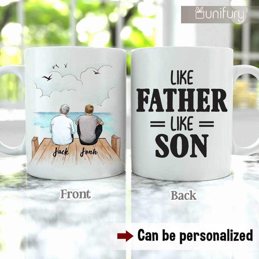 Personalized Father's day coffee mug gifts for dad - Father and Son - Wooden Dock