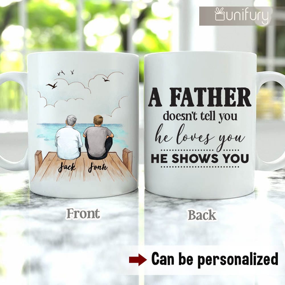 Personalized Father's day coffee mug gifts for dad - Father and Son - Wooden Dock