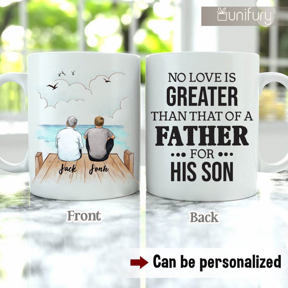 Personalized Father's day coffee mug gifts for dad - Father and Son - Wooden Dock