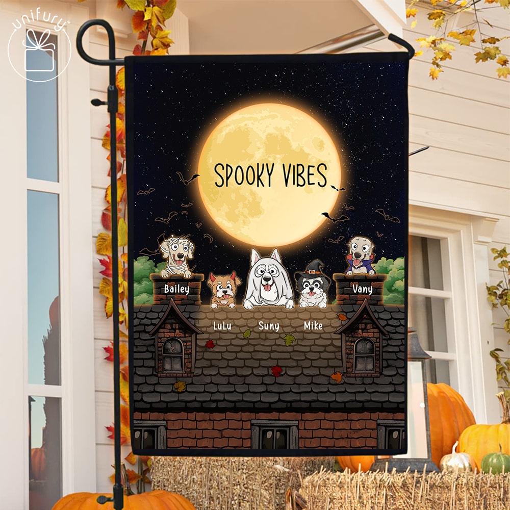 Personalized Halloween Costumes Garden Flag - Gifts For Dog Lovers