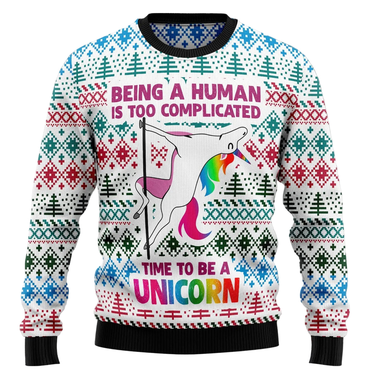 Be A Unicorn Ugly Christmas Sweater for Men and Women, Funny Holiday Party Outfit, Festive Christmas Gift