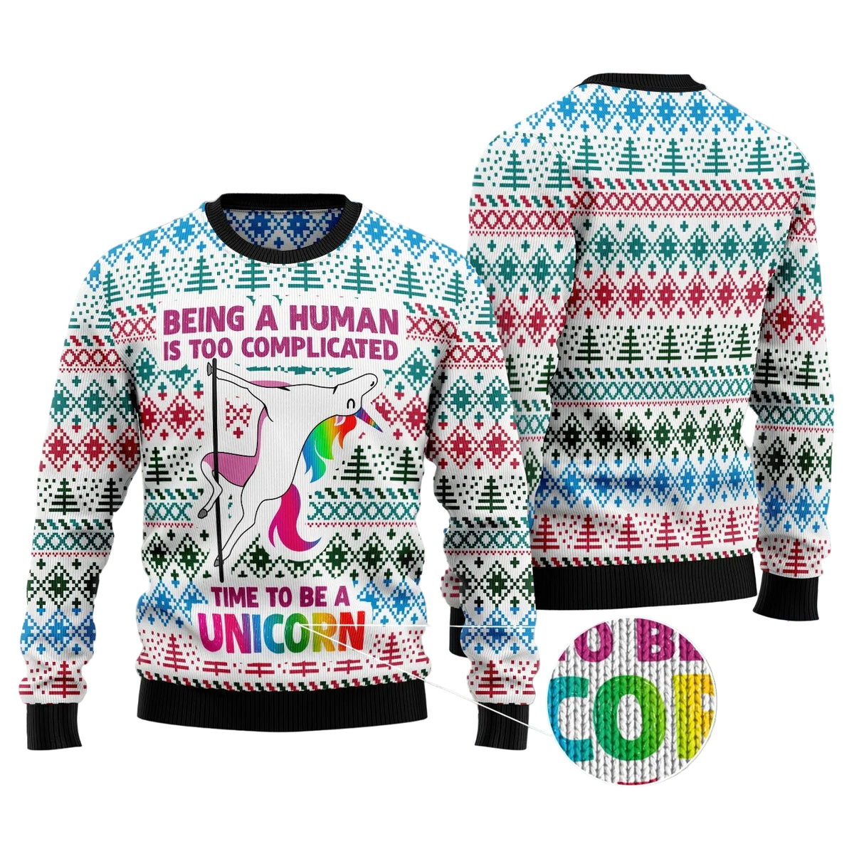 Be A Unicorn Ugly Christmas Sweater for Men and Women, Funny Holiday Party Outfit, Festive Christmas Gift