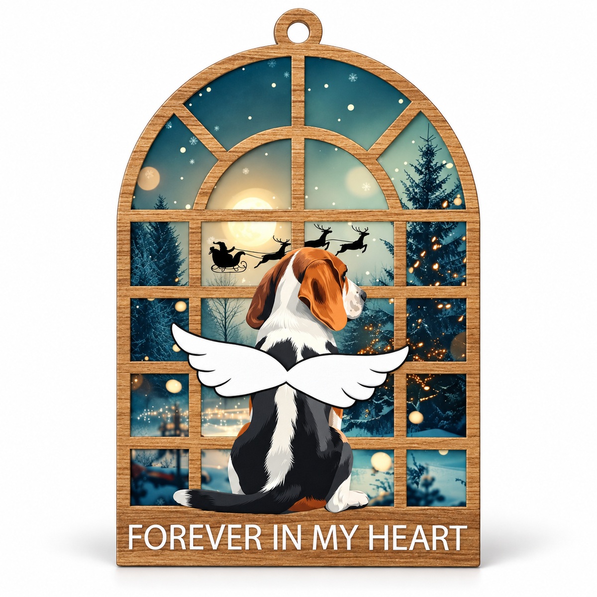 Beagle Dog Christmas Ornament, Angel Memorial Keepsake for Dog Owners, Pet Lover Holiday Tree Decoration