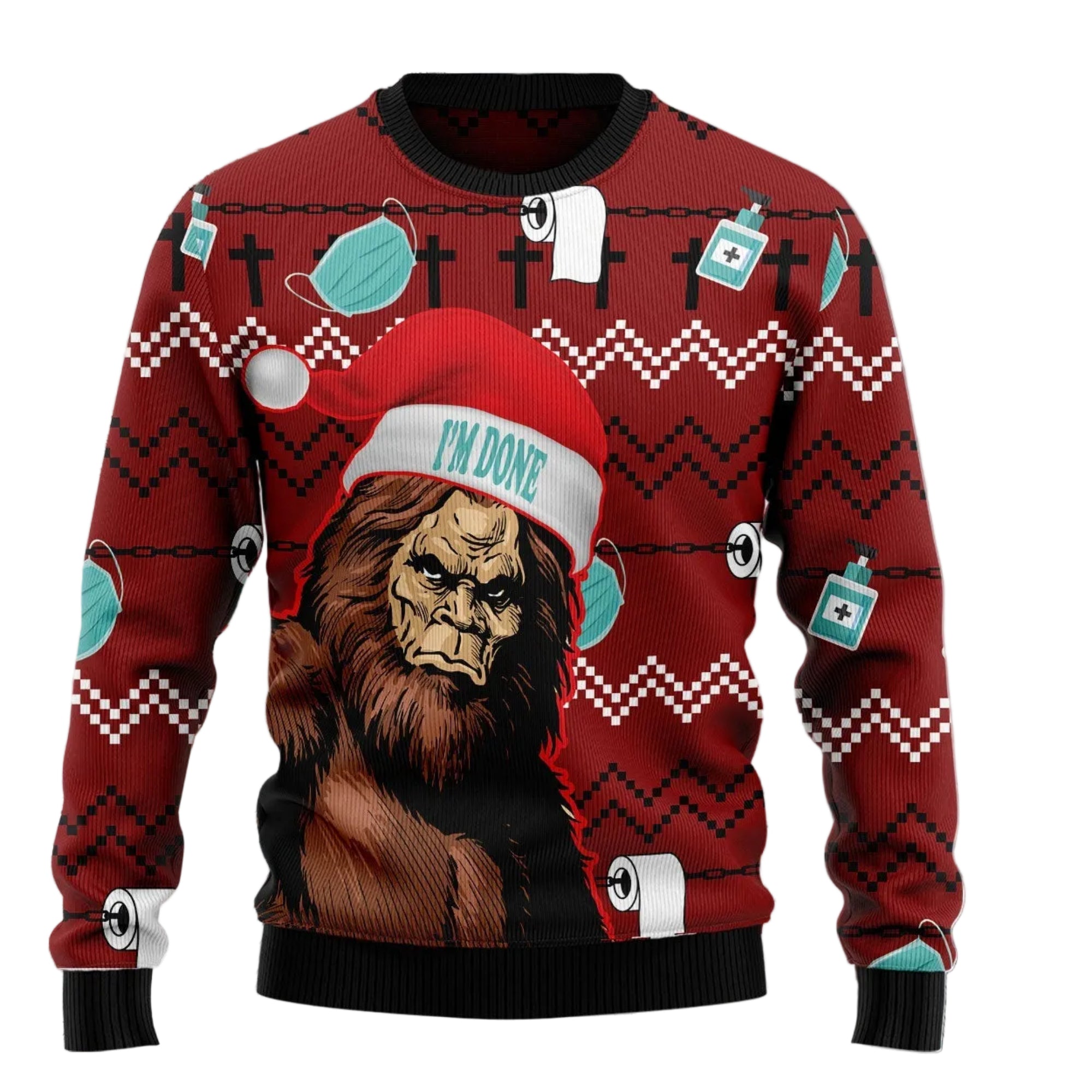 Bigfoot Done Ugly Christmas Sweater for Men and Women, Funny Holiday Party Outfit, Christmas Gift for Bigfoot Fans