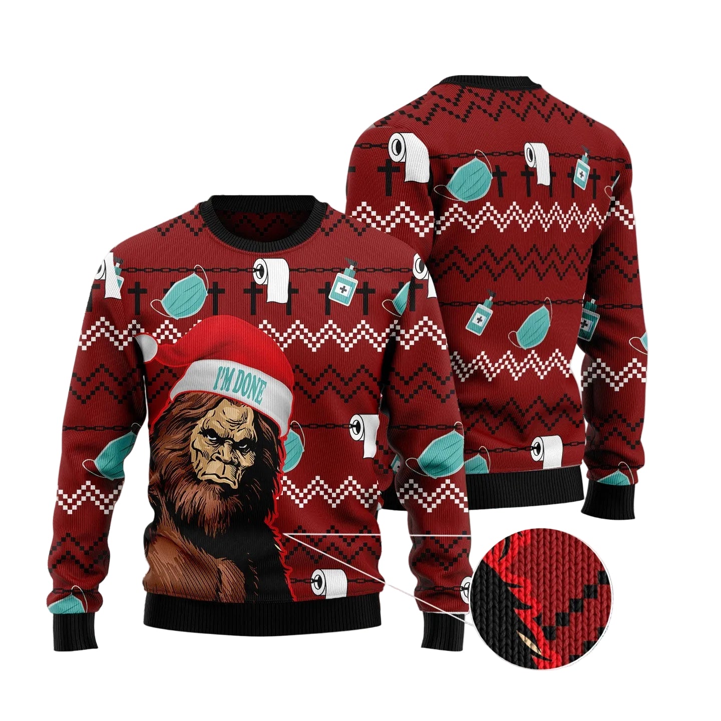 Bigfoot Done Ugly Christmas Sweater for Men and Women, Funny Holiday Party Outfit, Christmas Gift for Bigfoot Fans